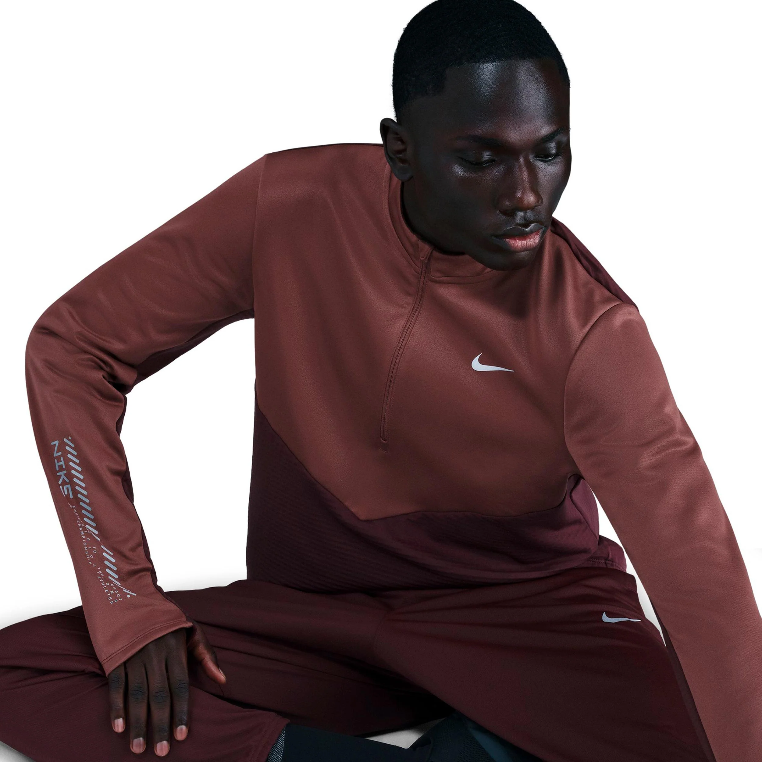 Pacer Winterized Half-Zip Löpartröja Herrar - mörkröd, brons - Image 5