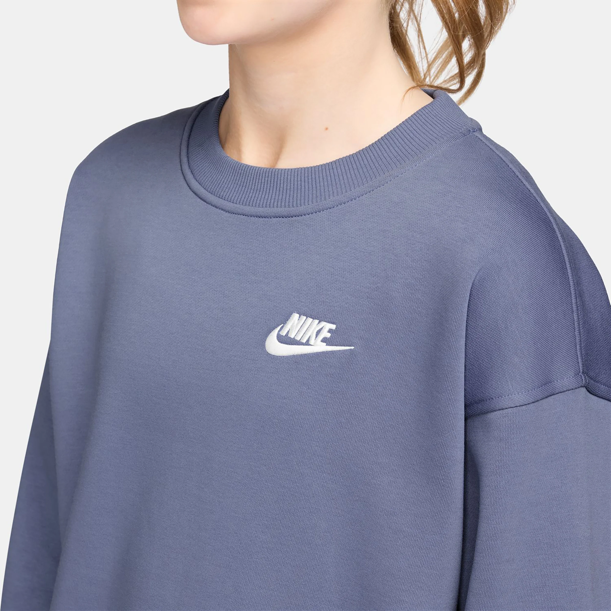 Sportswear Club Fleece Oversized Crew Tröja Flickor - blågrå, vit - Image 3