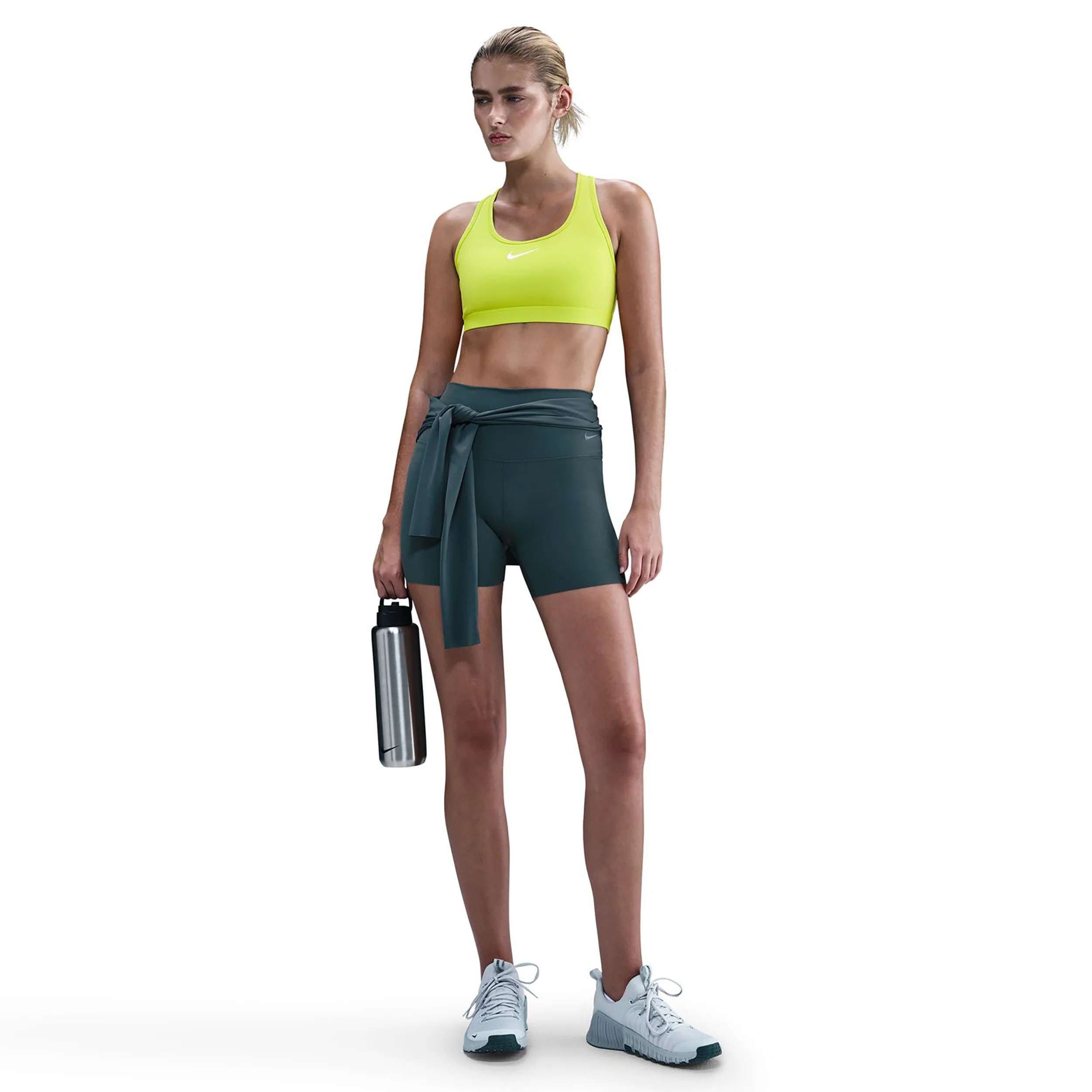 Swoosh Medium Sport-behå Damer - lime, vit - Image 3