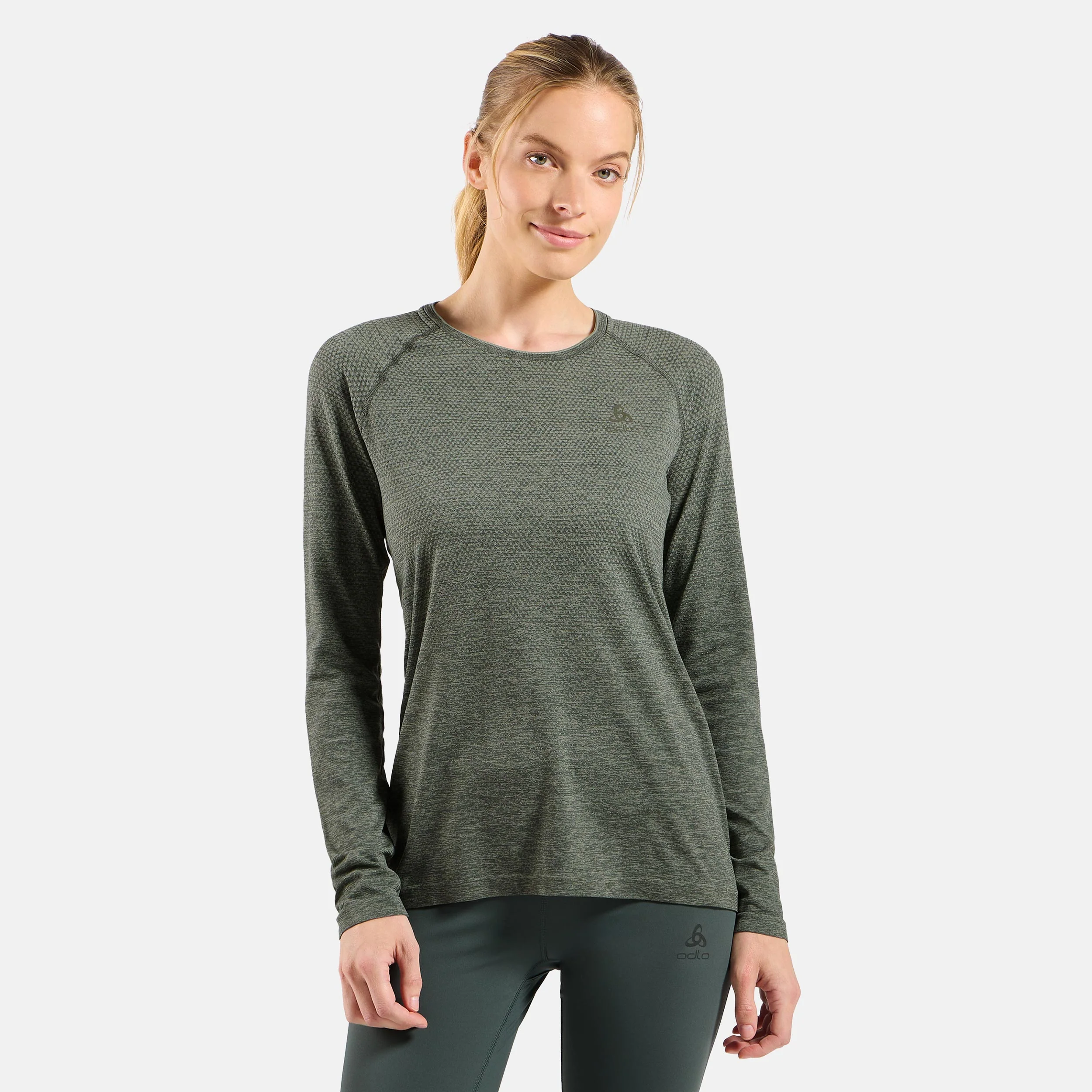 Essential Seamless Crew Neck Långärmat Damer-oliv - Image 3