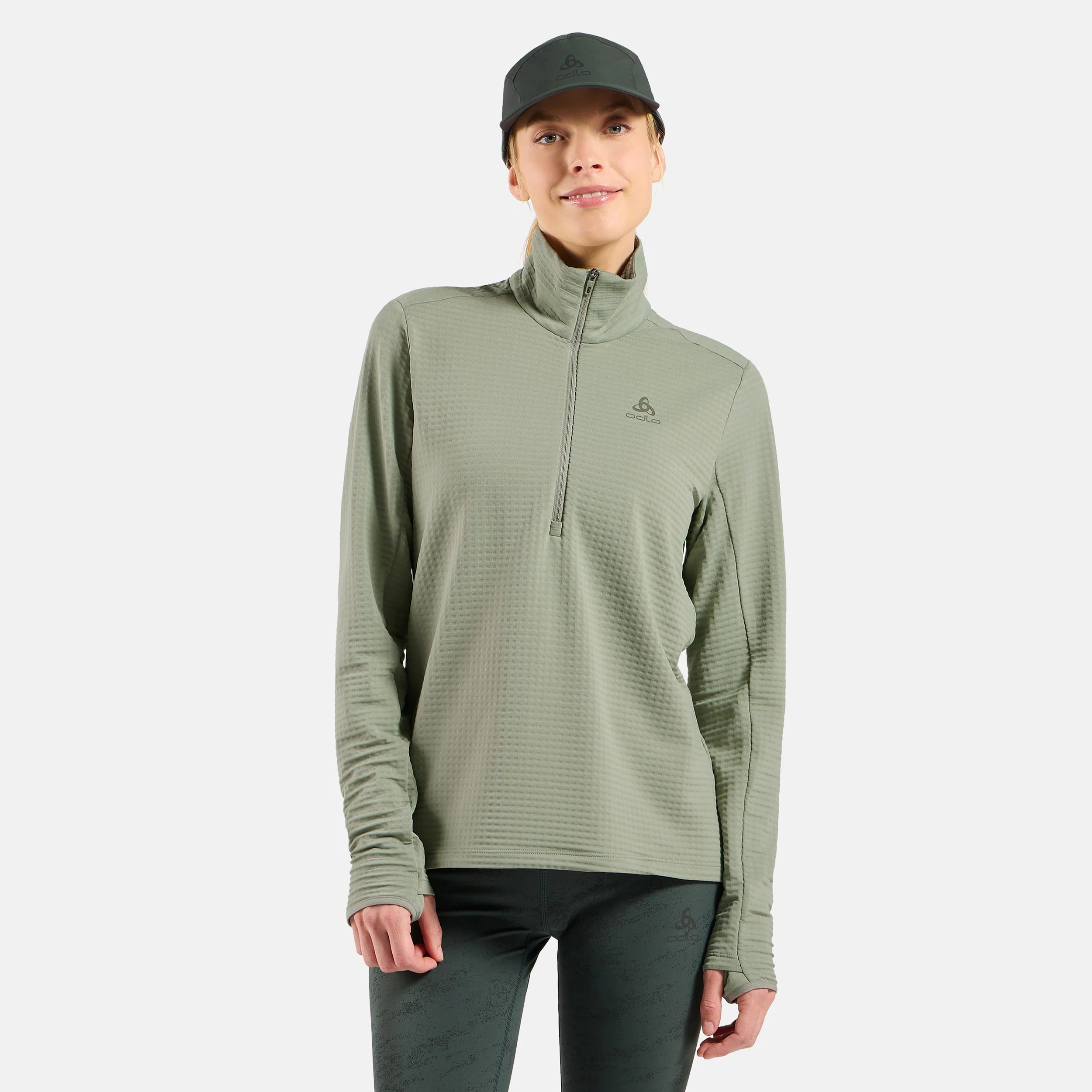 Essential Thermal Midlayer 1/2 Zip Löpartröja Damer-Oliv - Image 3