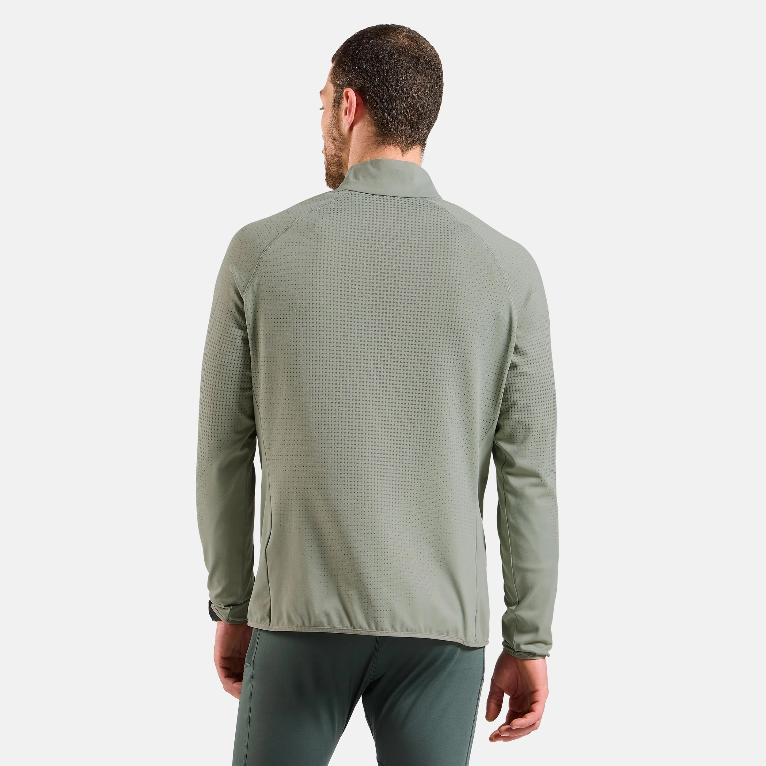 Zeroweight Warm Mid Layer 1/2 Zip Löpartröja Herrar-Oliv - Image 4