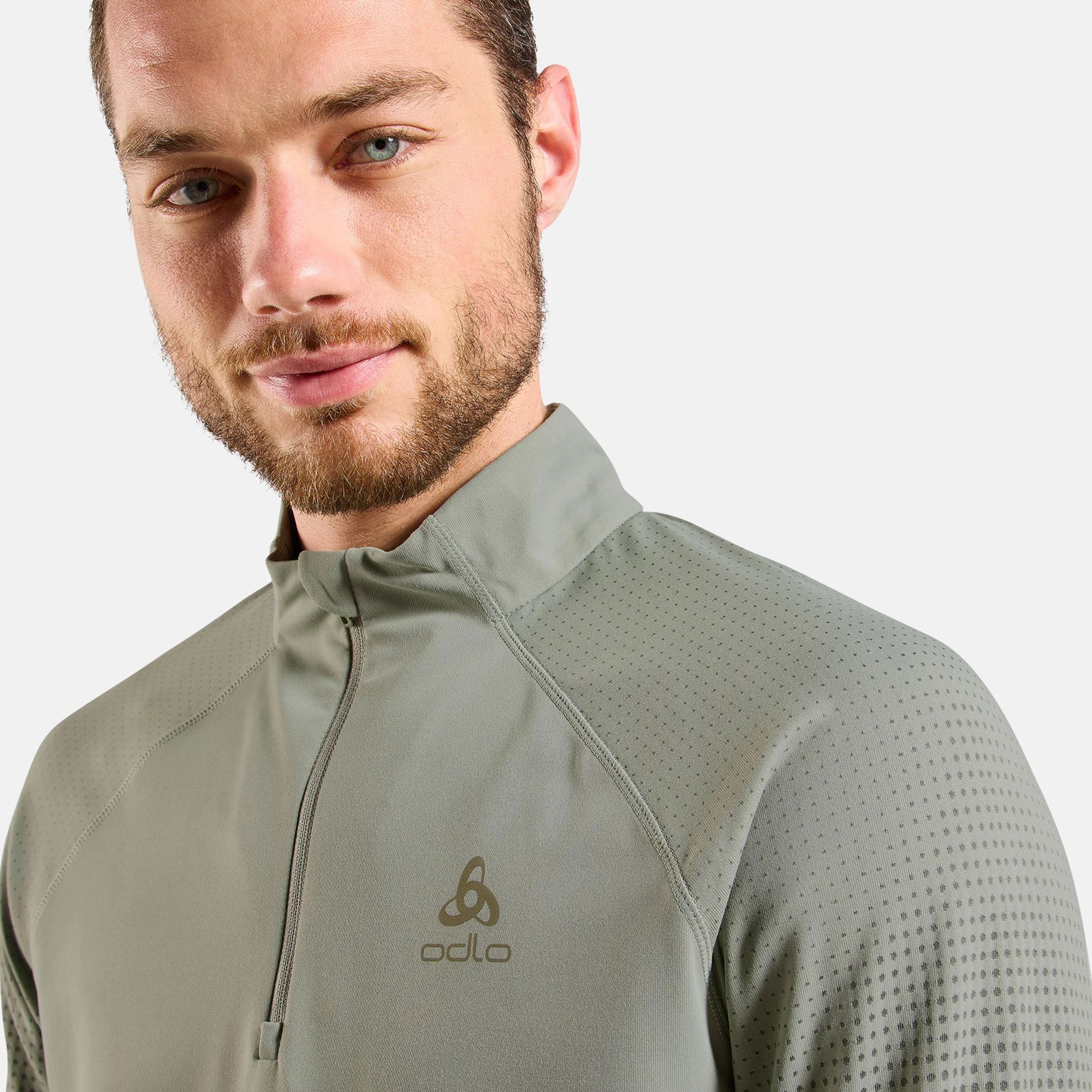 Zeroweight Warm Mid Layer 1/2 Zip Löpartröja Herrar-Oliv - Image 6