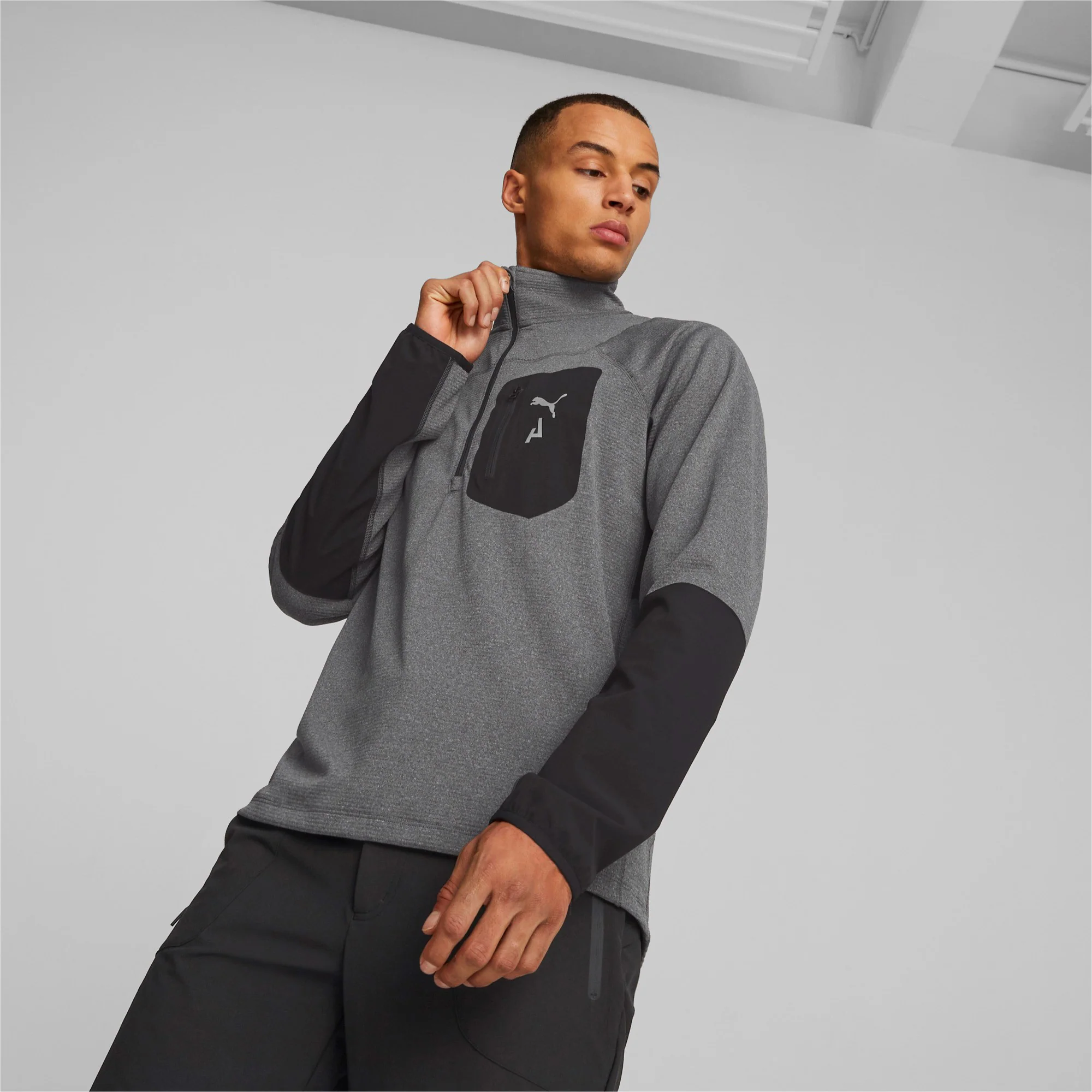 Seasons Raincell Half-Zip Löpningstopp Herrar-Grå,Svart - Image 3
