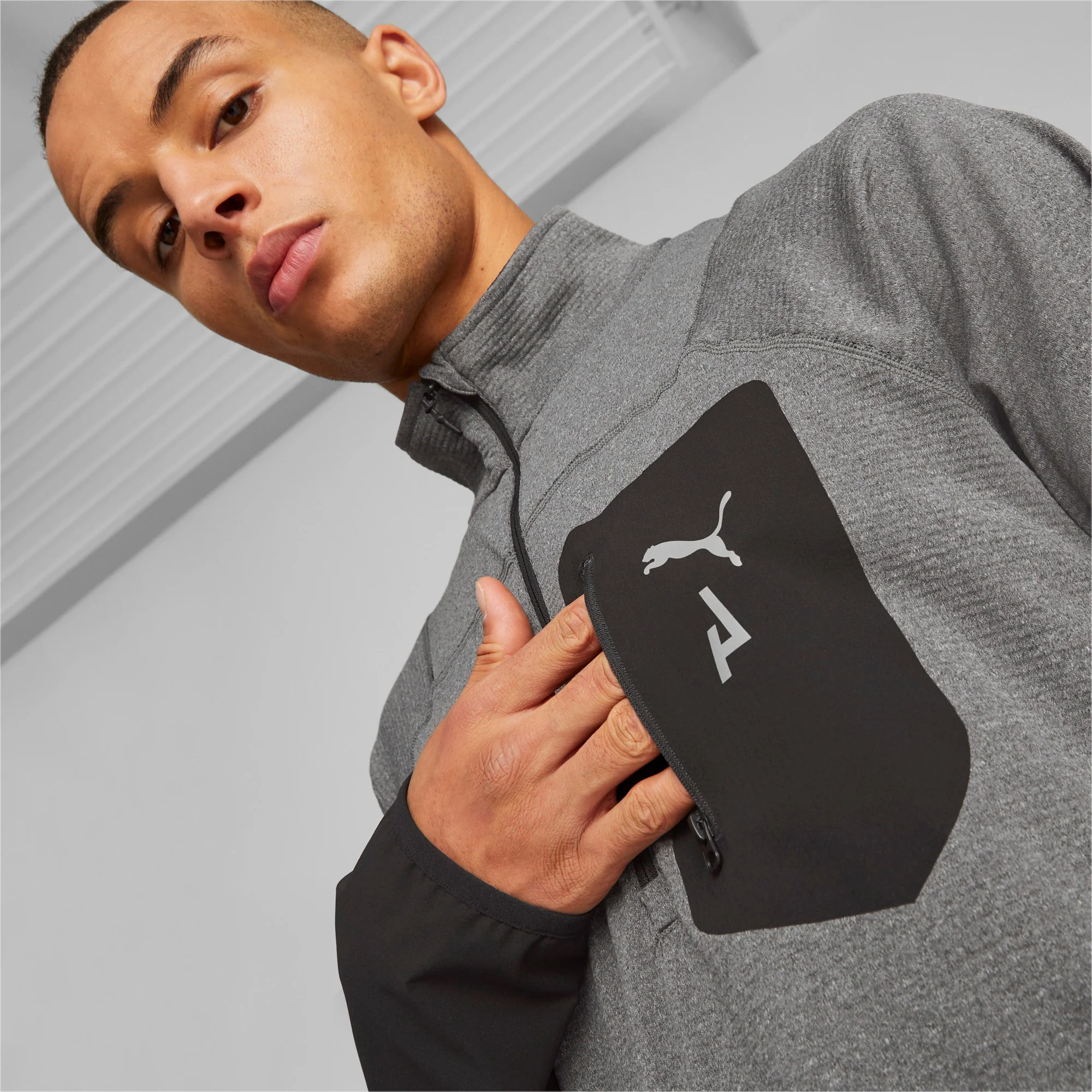 Seasons Raincell Half-Zip Löpningstopp Herrar-Grå,Svart - Image 7