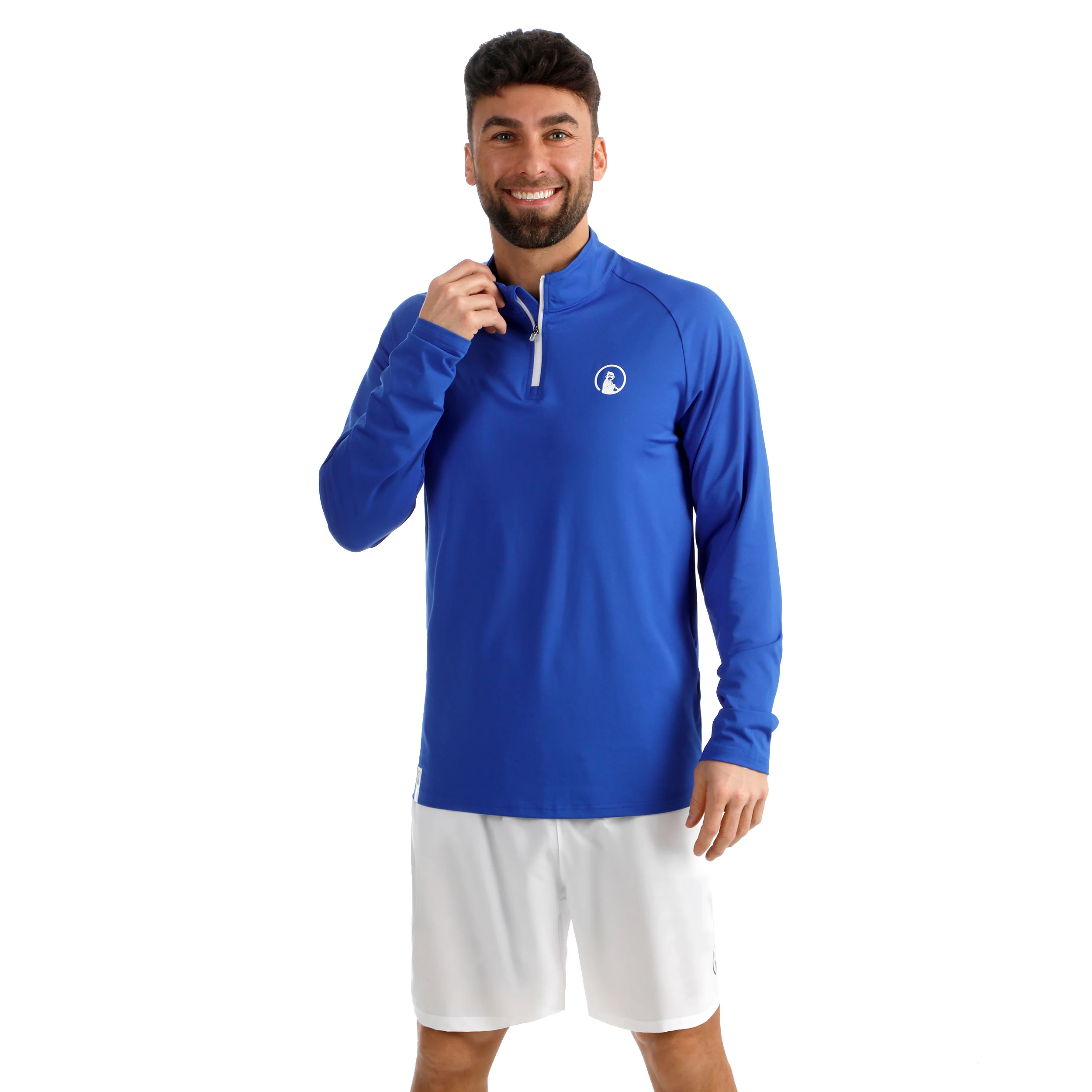 Big Serve 1/4 Zip Långärmat Herrar - blå, vit - Image 5