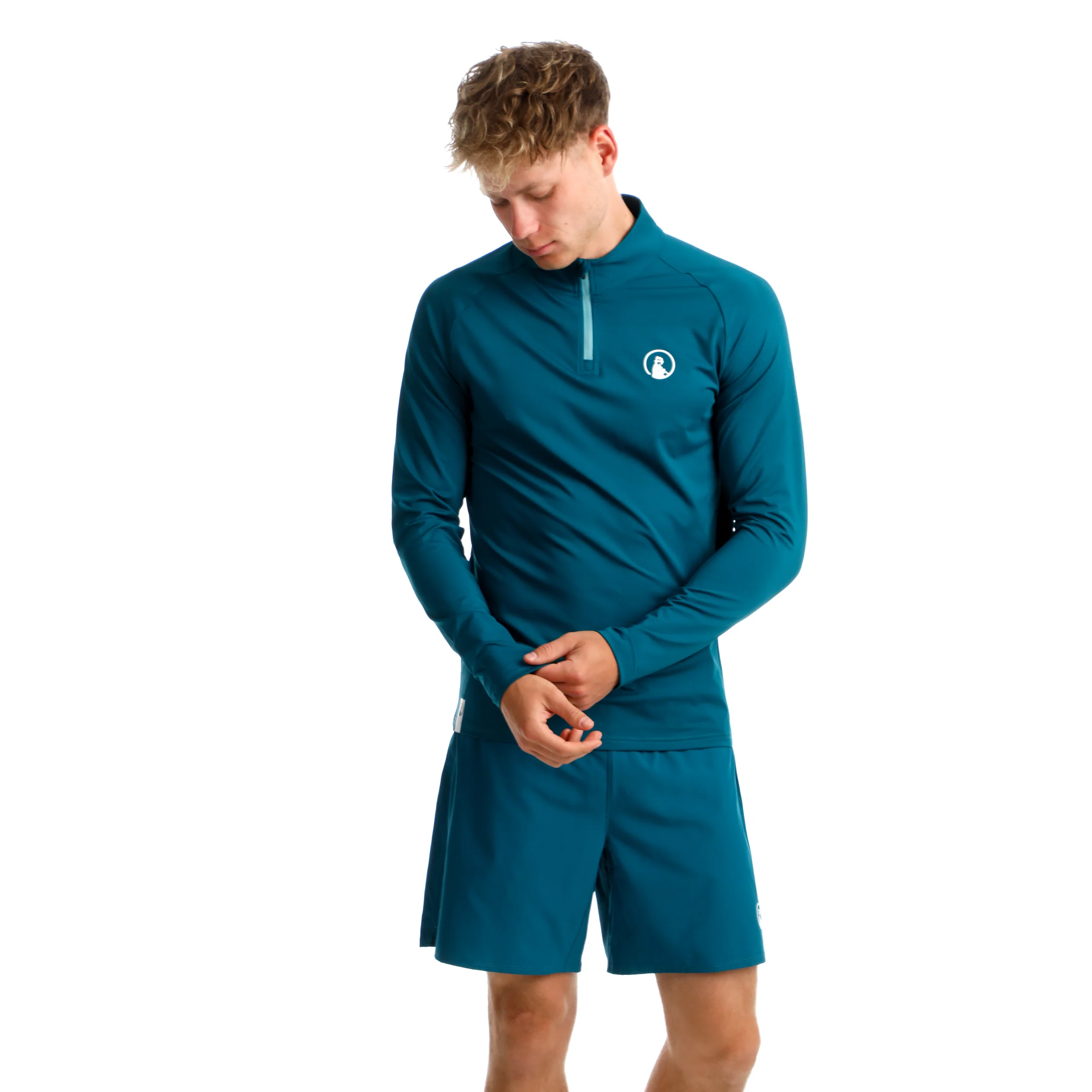 Create Big Serve 1/4 Zip Långärmat Herrar-Petrol,Vit - Image 5
