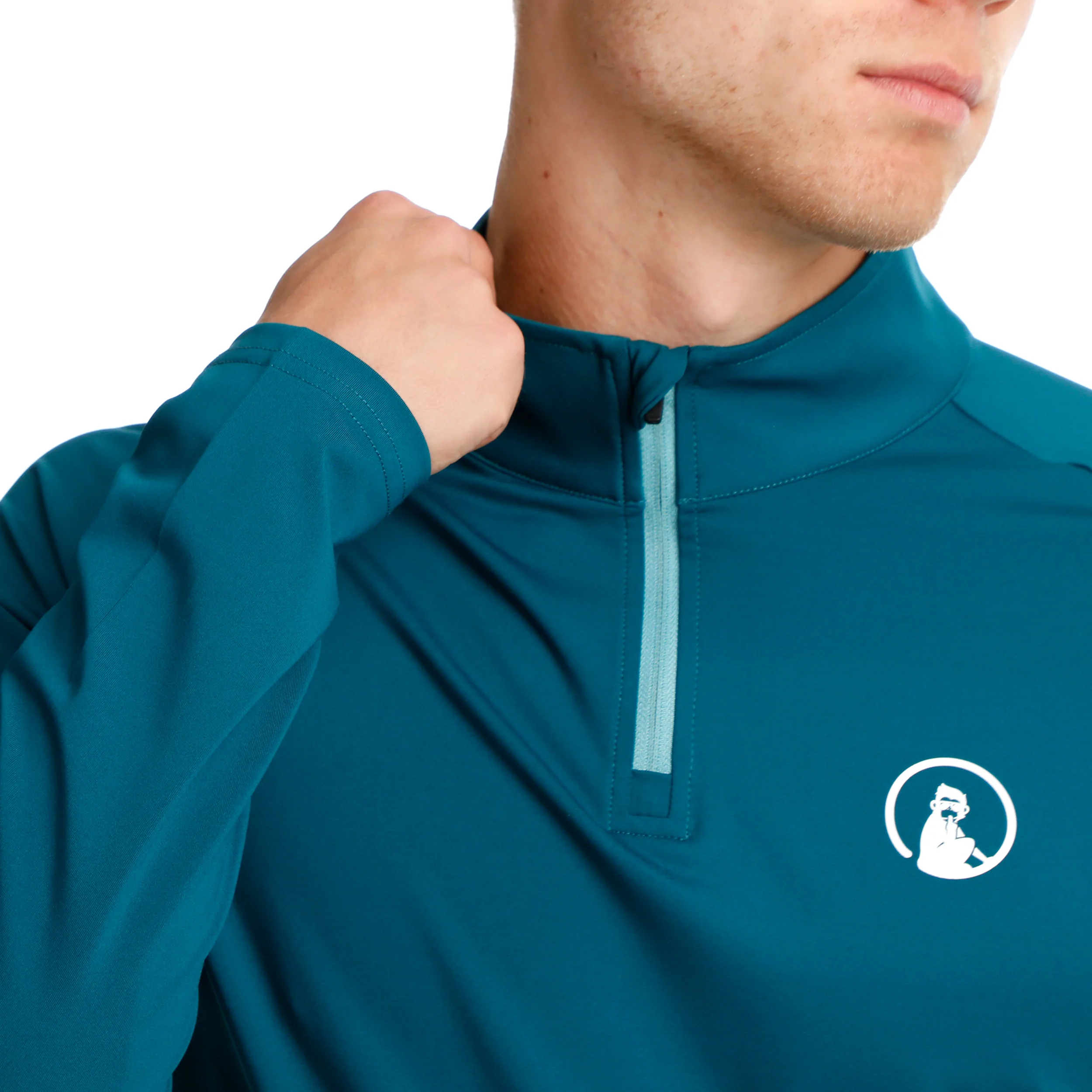 Create Big Serve 1/4 Zip Långärmat Herrar-Petrol,Vit - Image 8