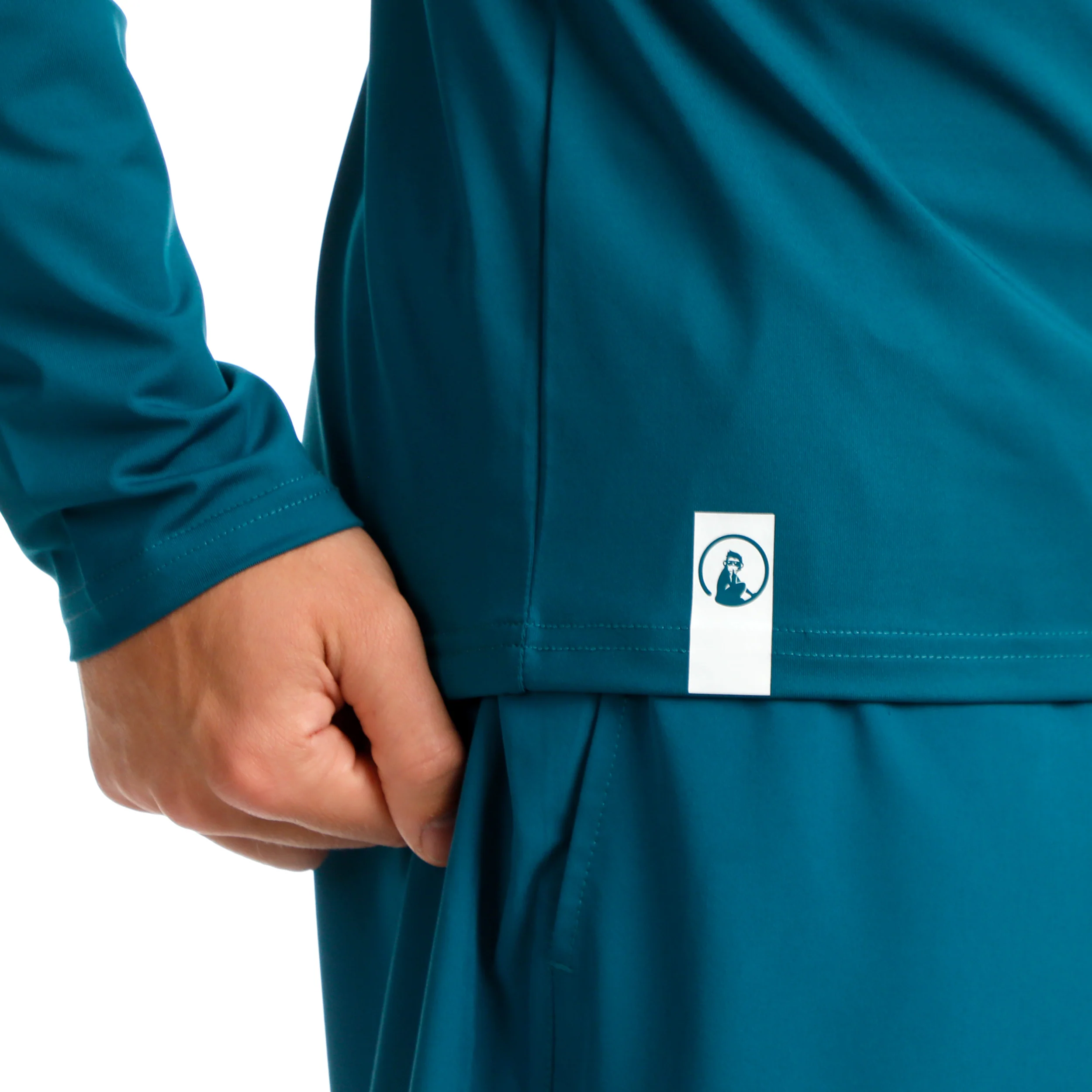 Create Big Serve 1/4 Zip Långärmat Herrar-Petrol,Vit - Image 9