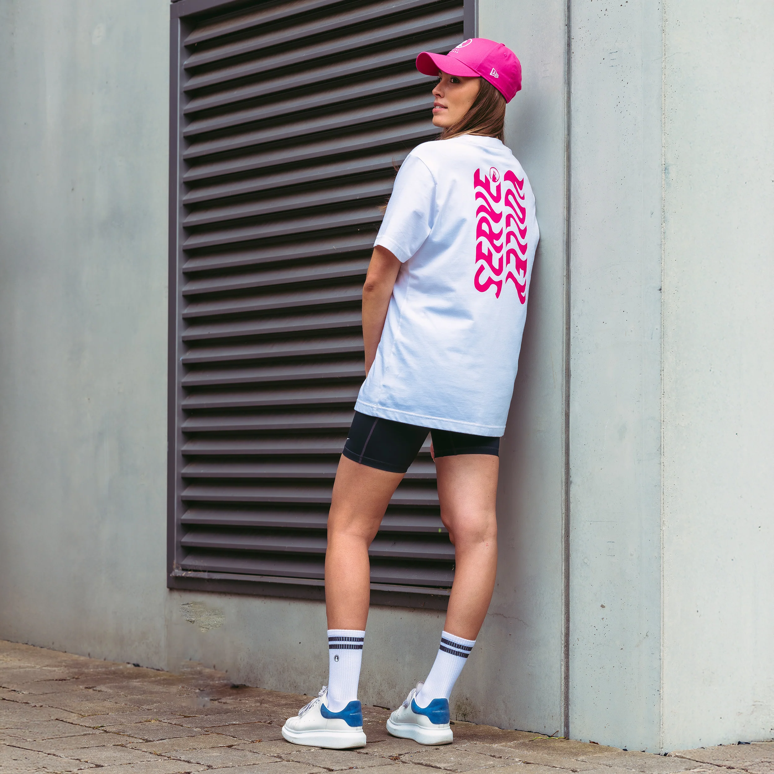 Create Wavy Boyfriend T-shirt Damer-Vit,Pink - Image 6