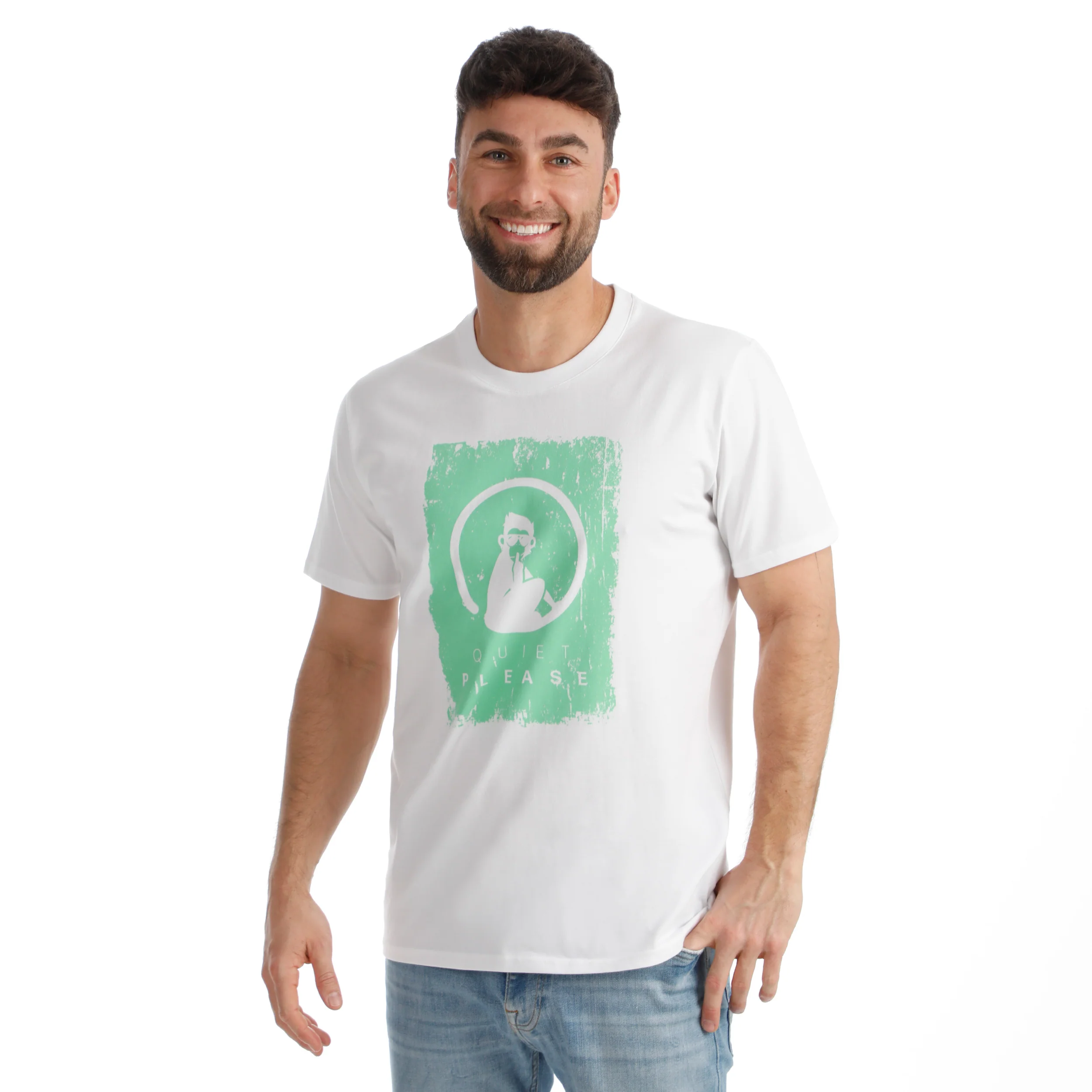 Crush Scraped T-shirt Herrar-vit, grön - Image 4