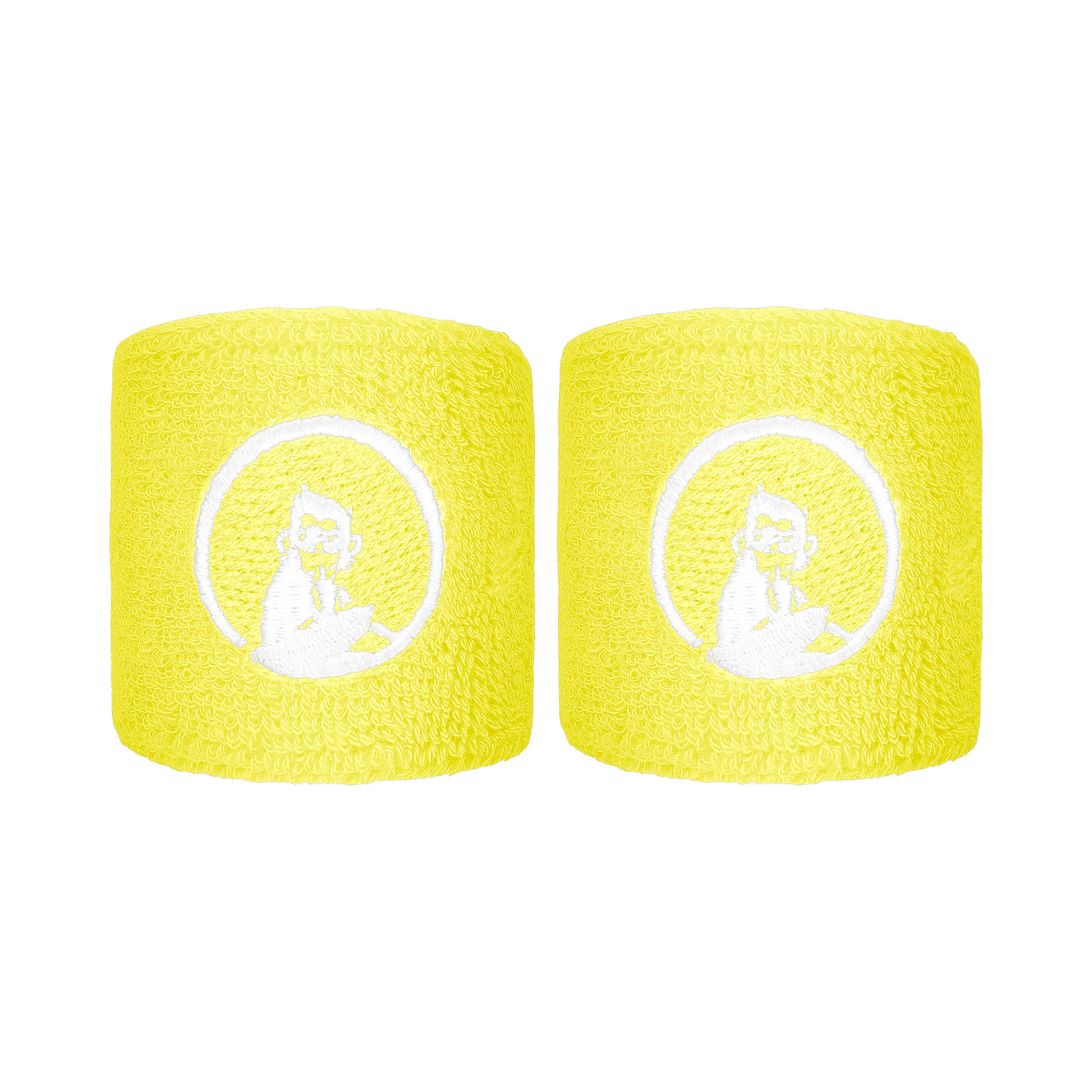 Svettband 2-pack kort - gul, vit