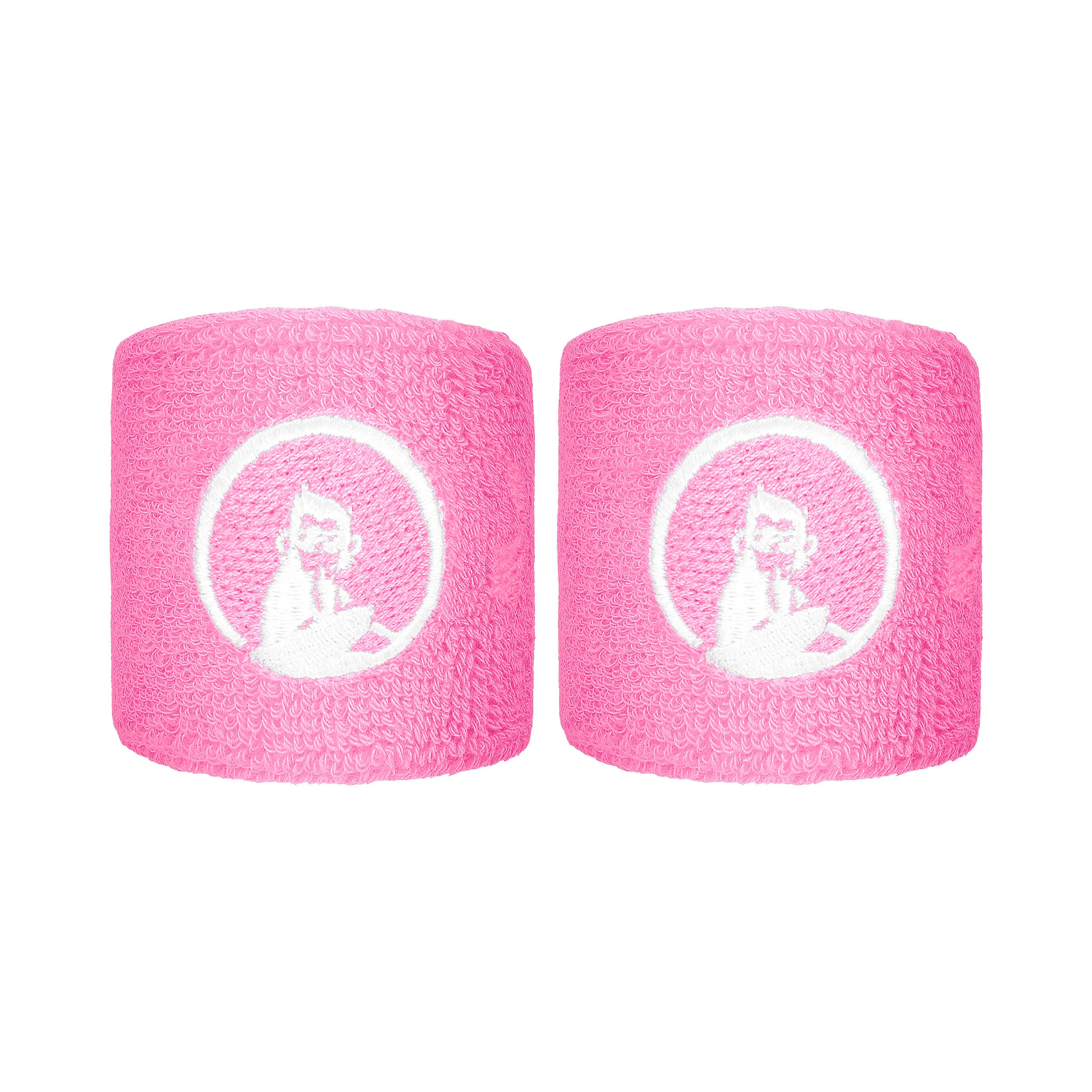 Svettband 2-pack kort - rosa, vit