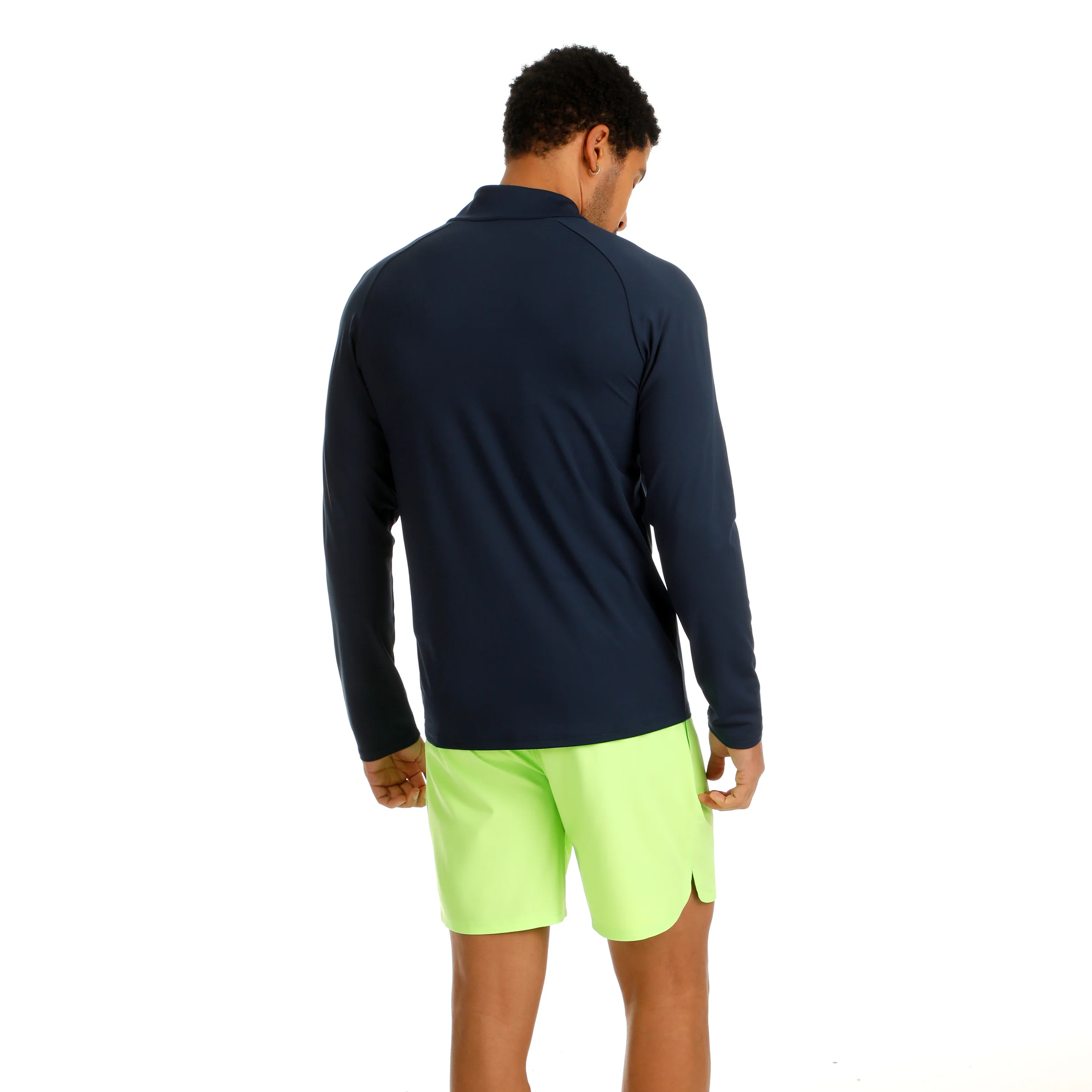 Wild Big Serve 1/4 Zip Långärmat Herrar-Mörkblå,Neongrön - Image 5