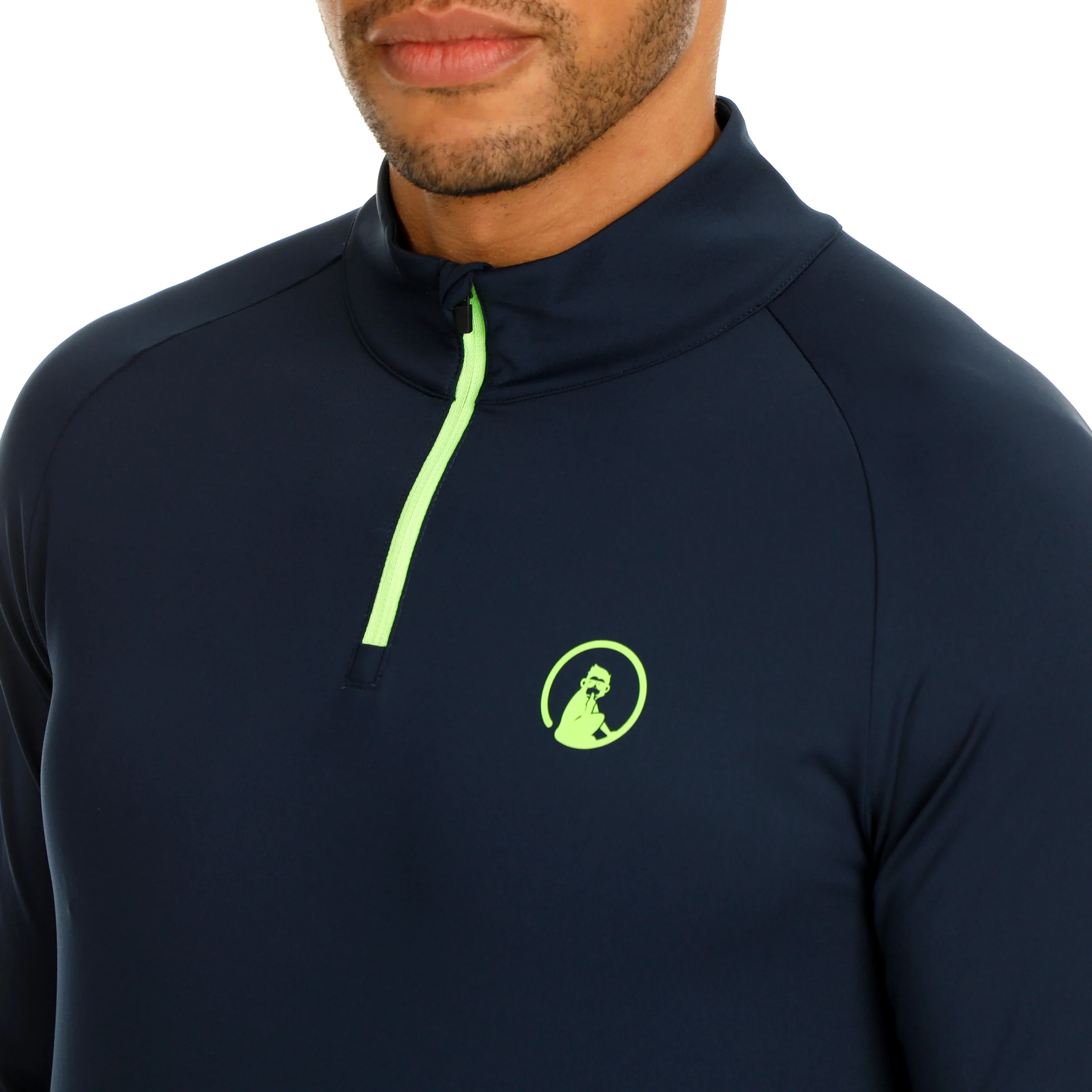 Wild Big Serve 1/4 Zip Långärmat Herrar-Mörkblå,Neongrön - Image 6