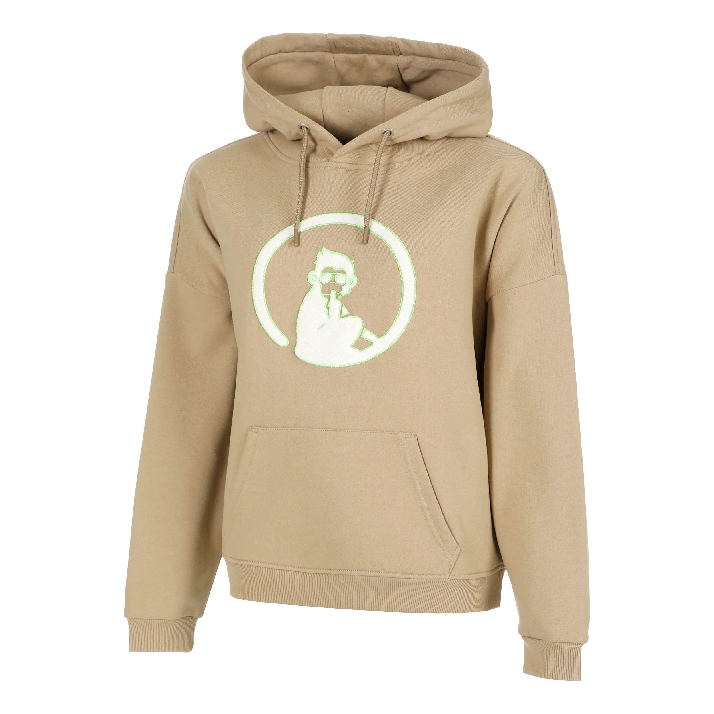 Wild Oversize Embroided Huvtröja Damer-Beige,Neongrön