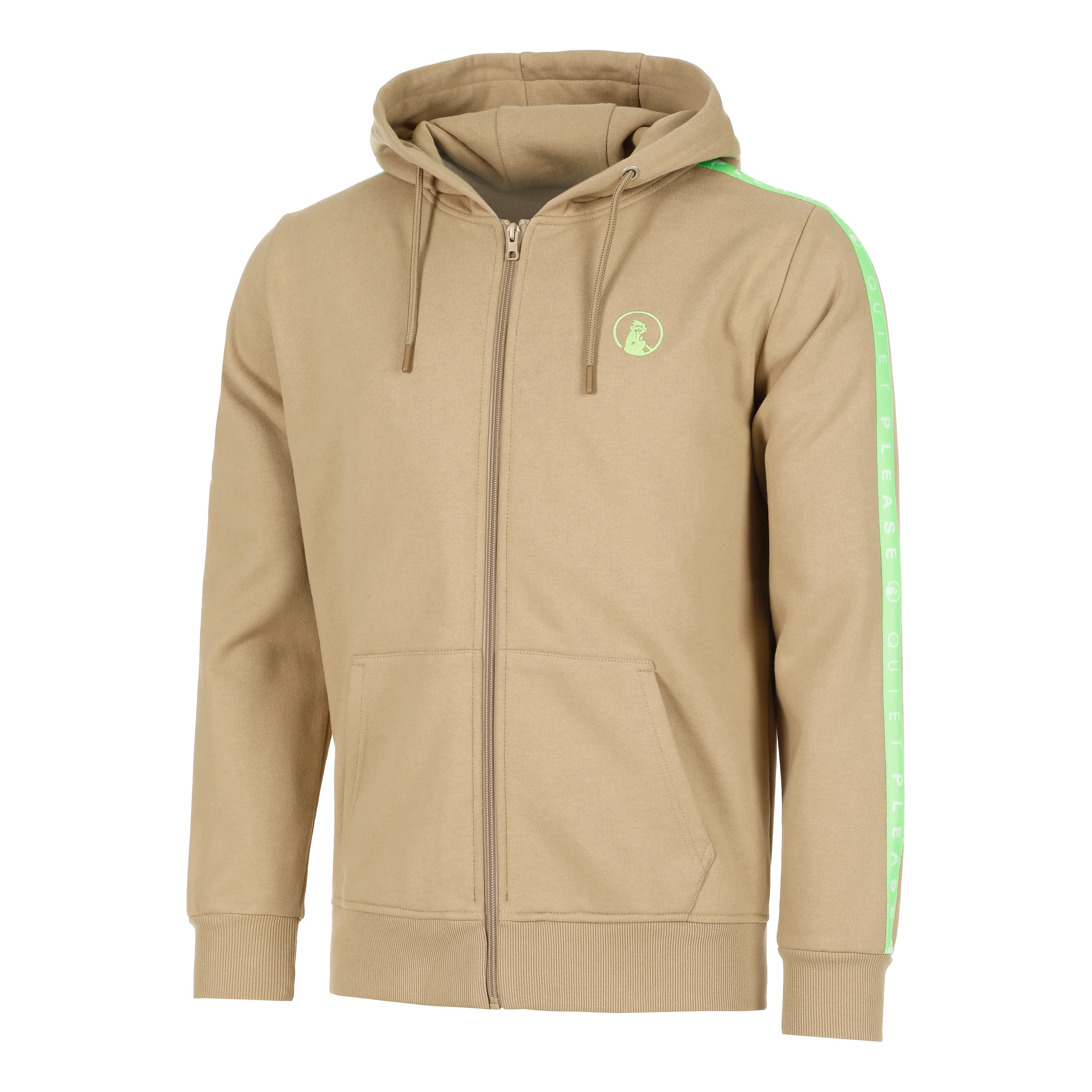 Wild Taped Zip Sweat-jacka Herrar-Beige,Neongrön