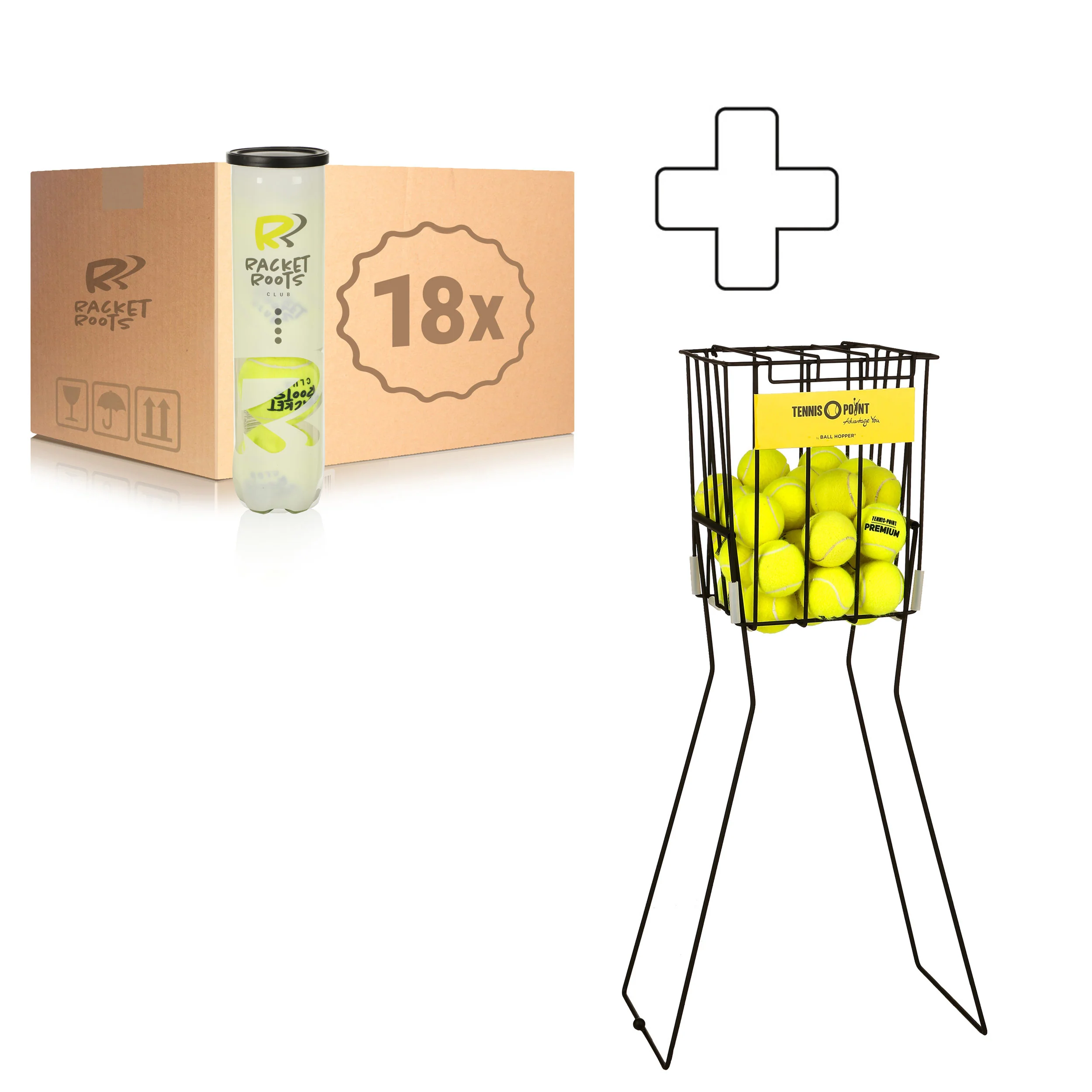 18x 4-pack rör Club Tennisball Plus bollkorg