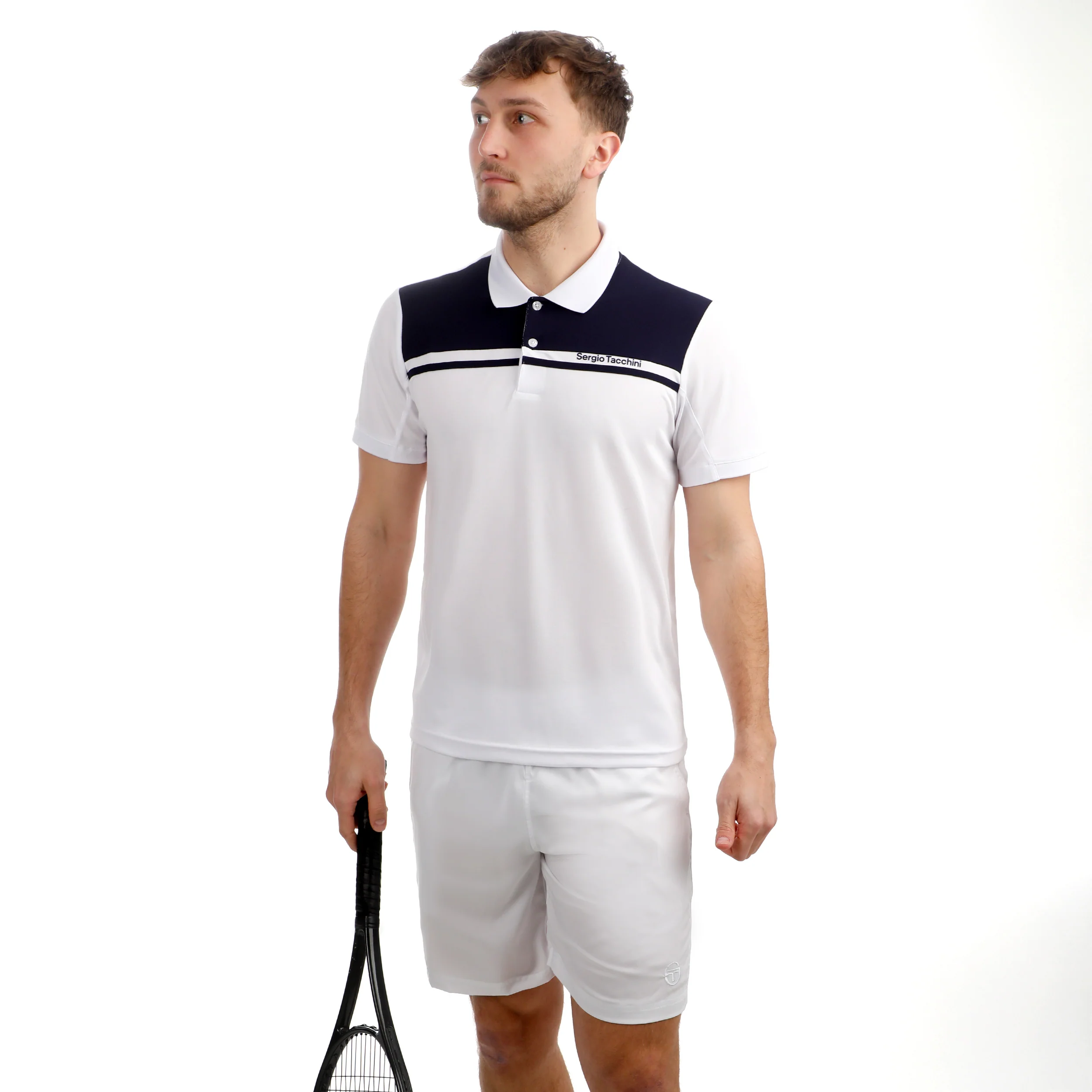 Riflesso Polo Herrar - vit, mörkblå - Image 5