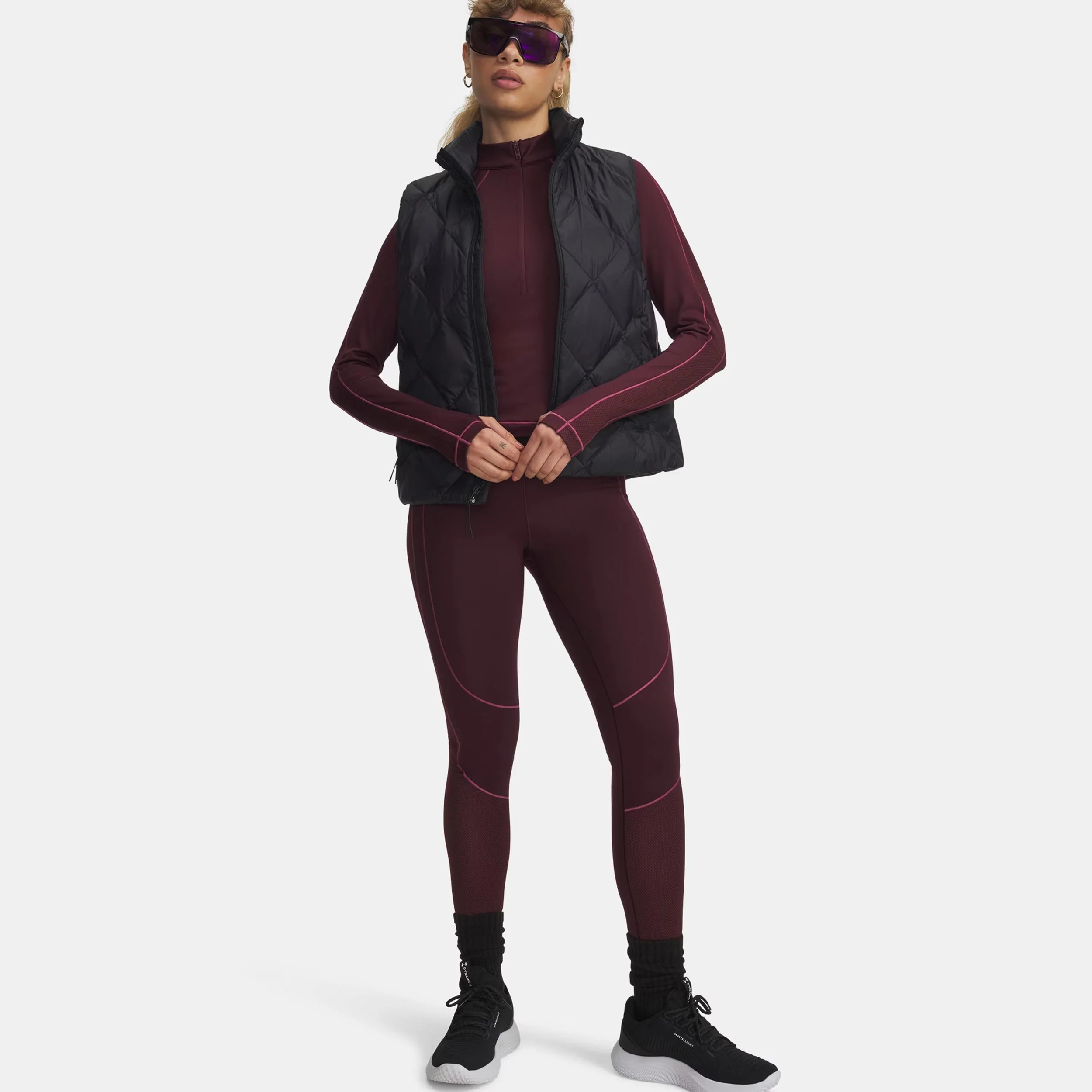 Cold Gear Textured 1/2 Zip Långärmat Damer-grå - Image 3