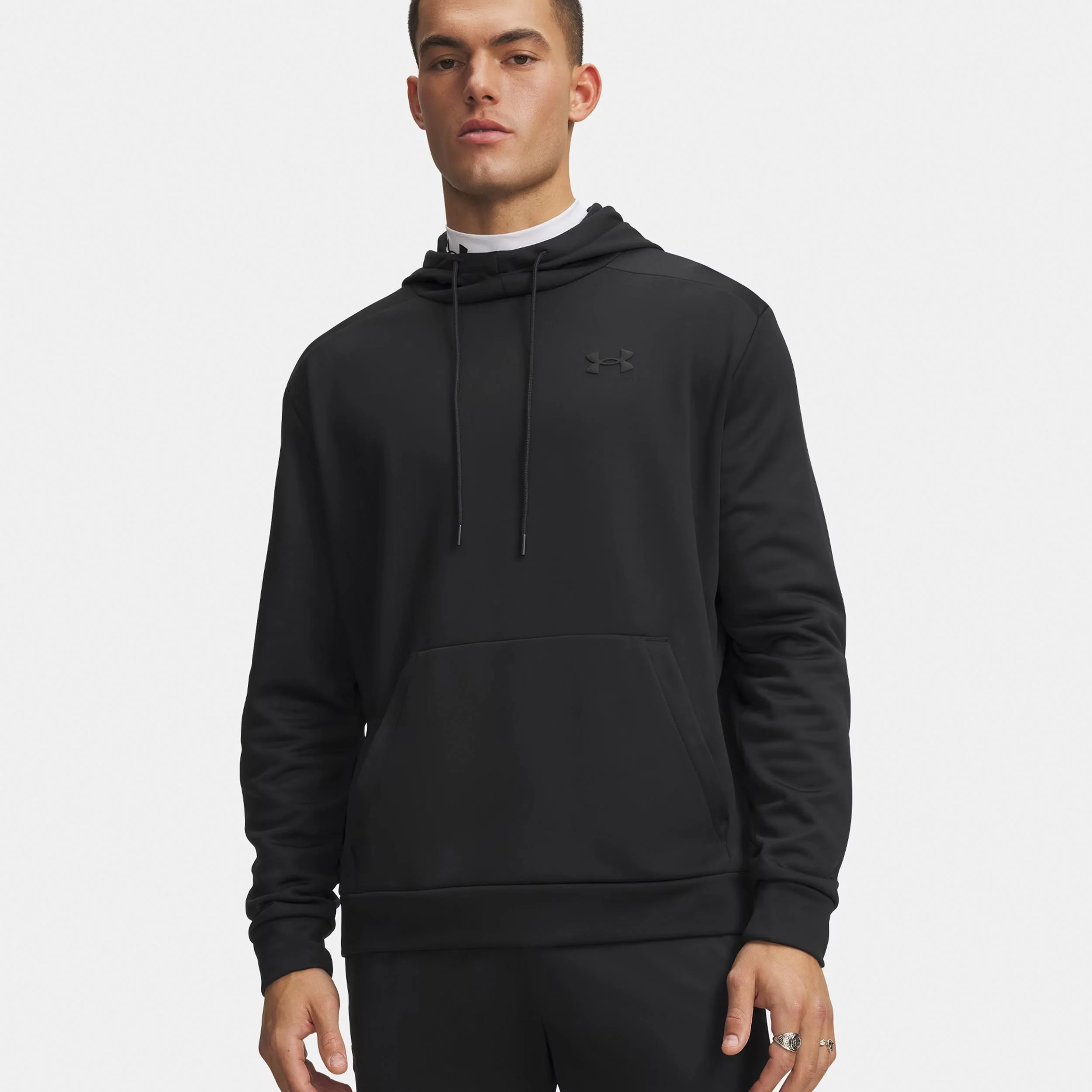 Fleece Huvtröja Herrar - svart, - Image 3