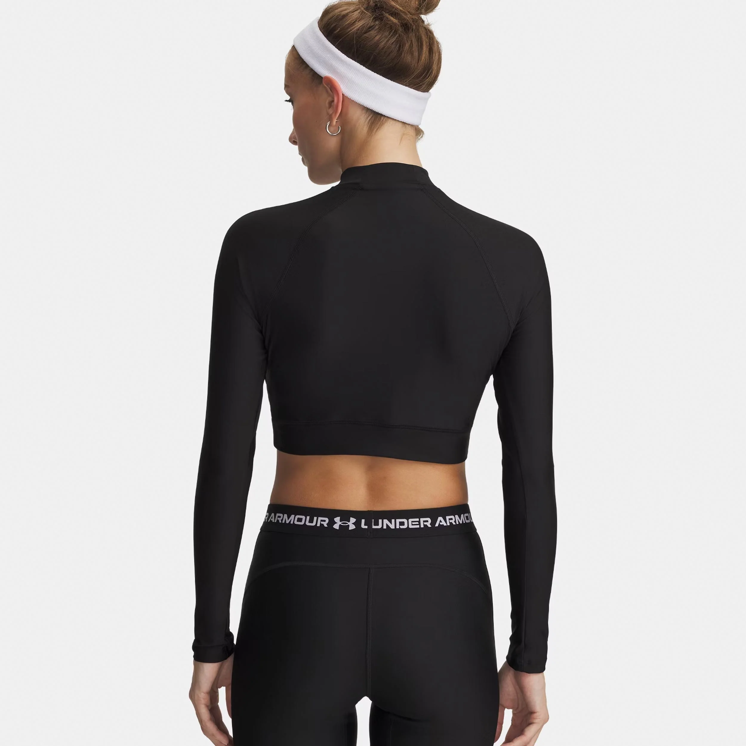 HeatGear Crop Mock Långärmat Damer-svart, vit - Image 2