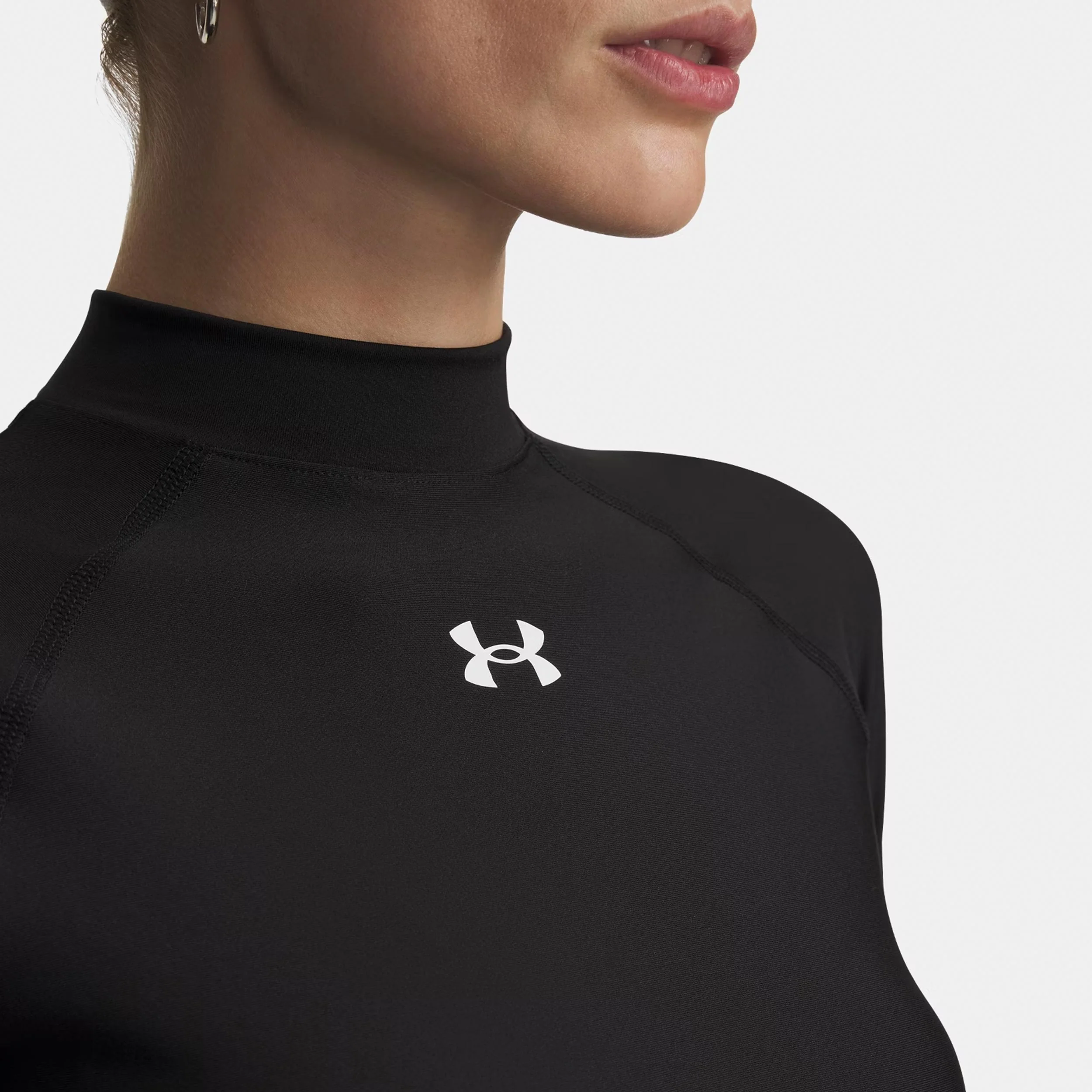 HeatGear Crop Mock Långärmat Damer-svart, vit - Image 3