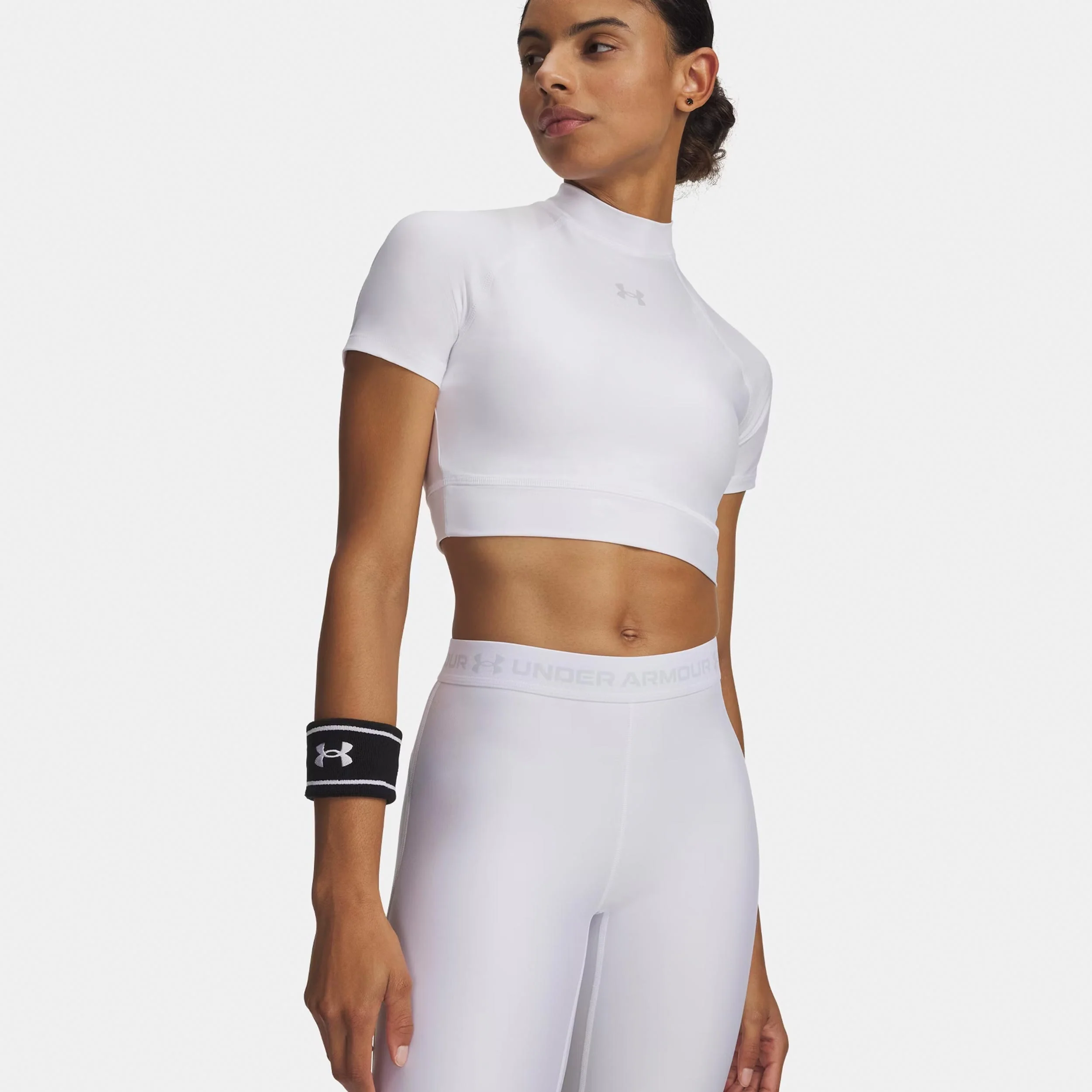 HeatGear Crop T-shirt Damer-vit, grå