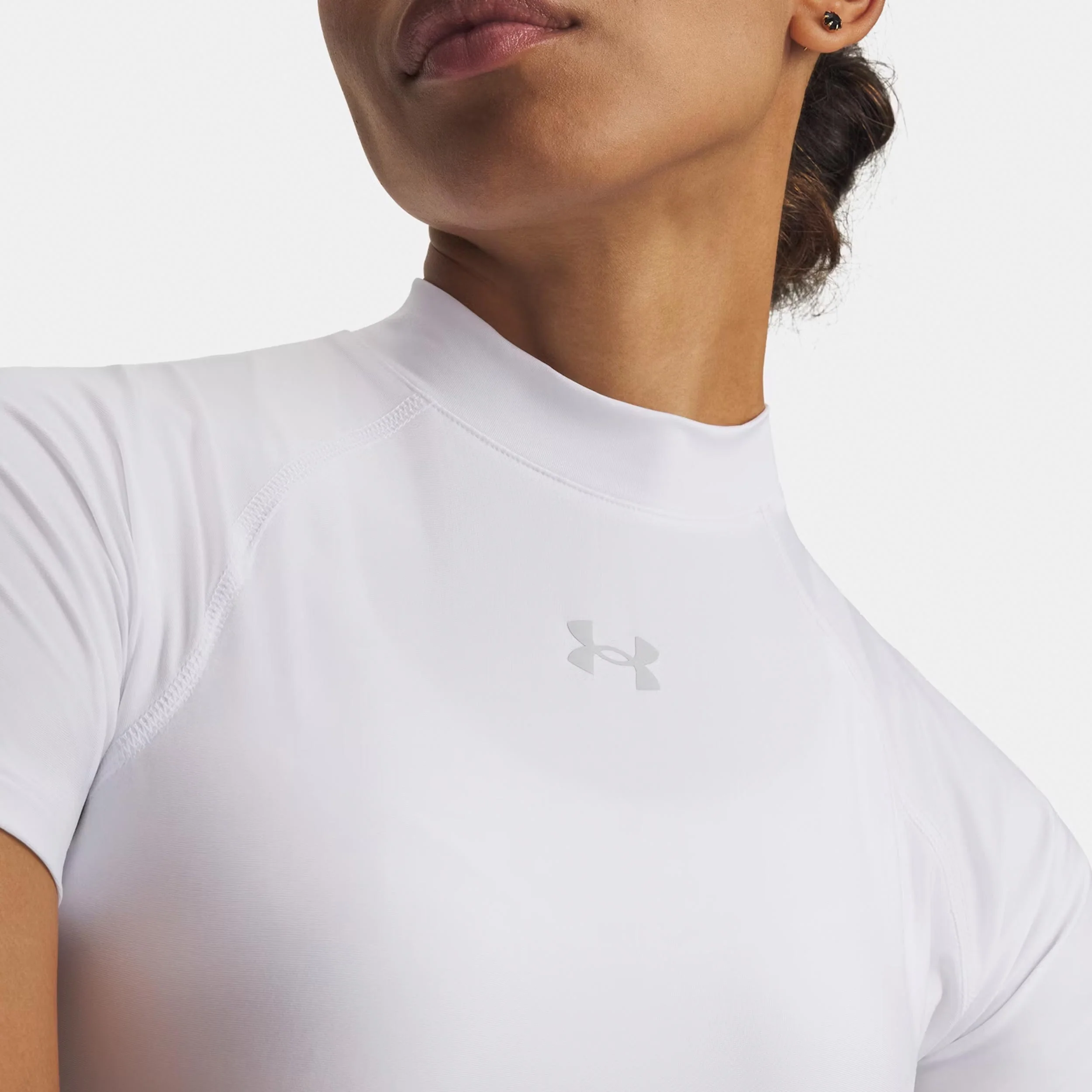 HeatGear Crop T-shirt Damer-vit, grå - Image 3
