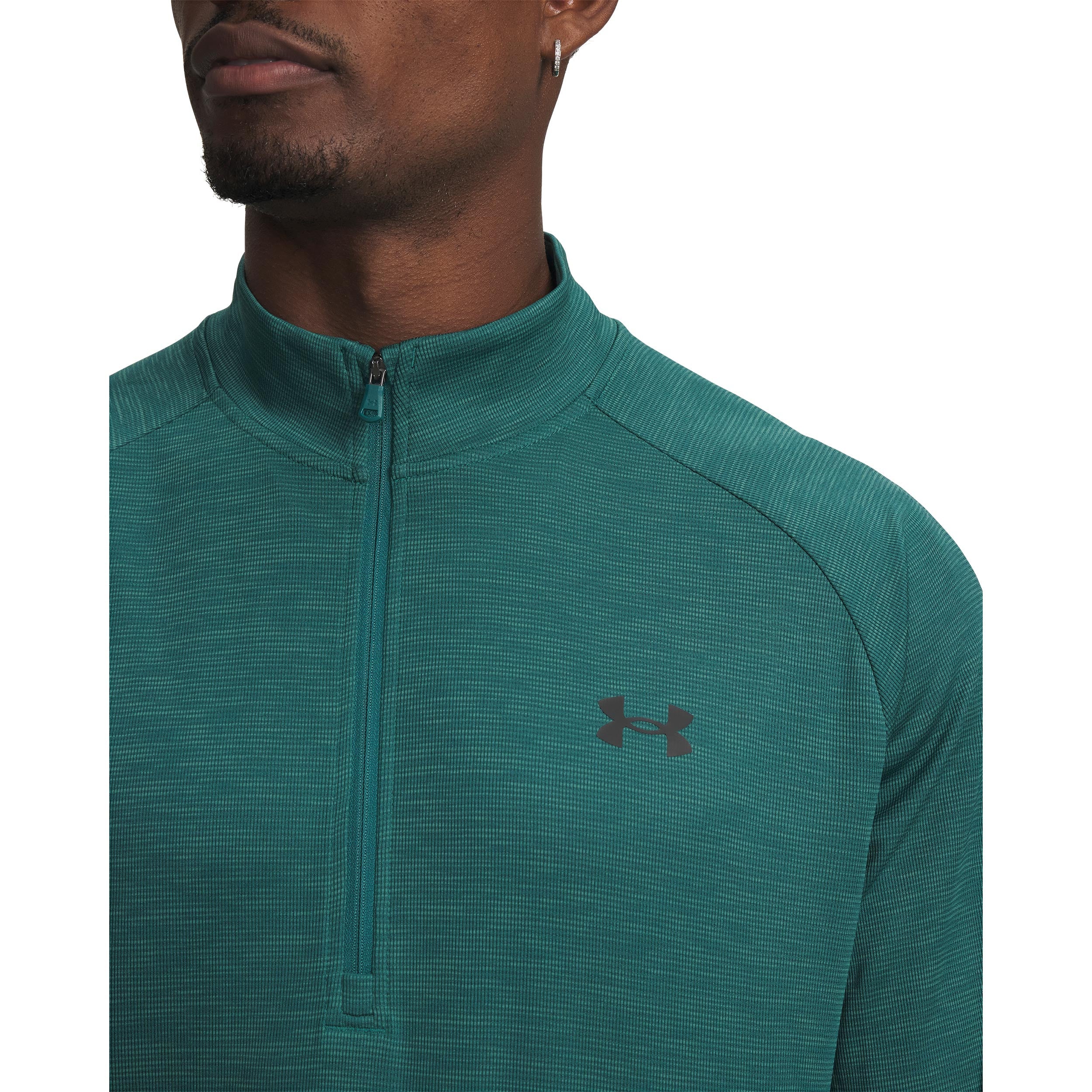 Tech Textured Half-Zip Långärmat Herrar-grön, svart - Image 3