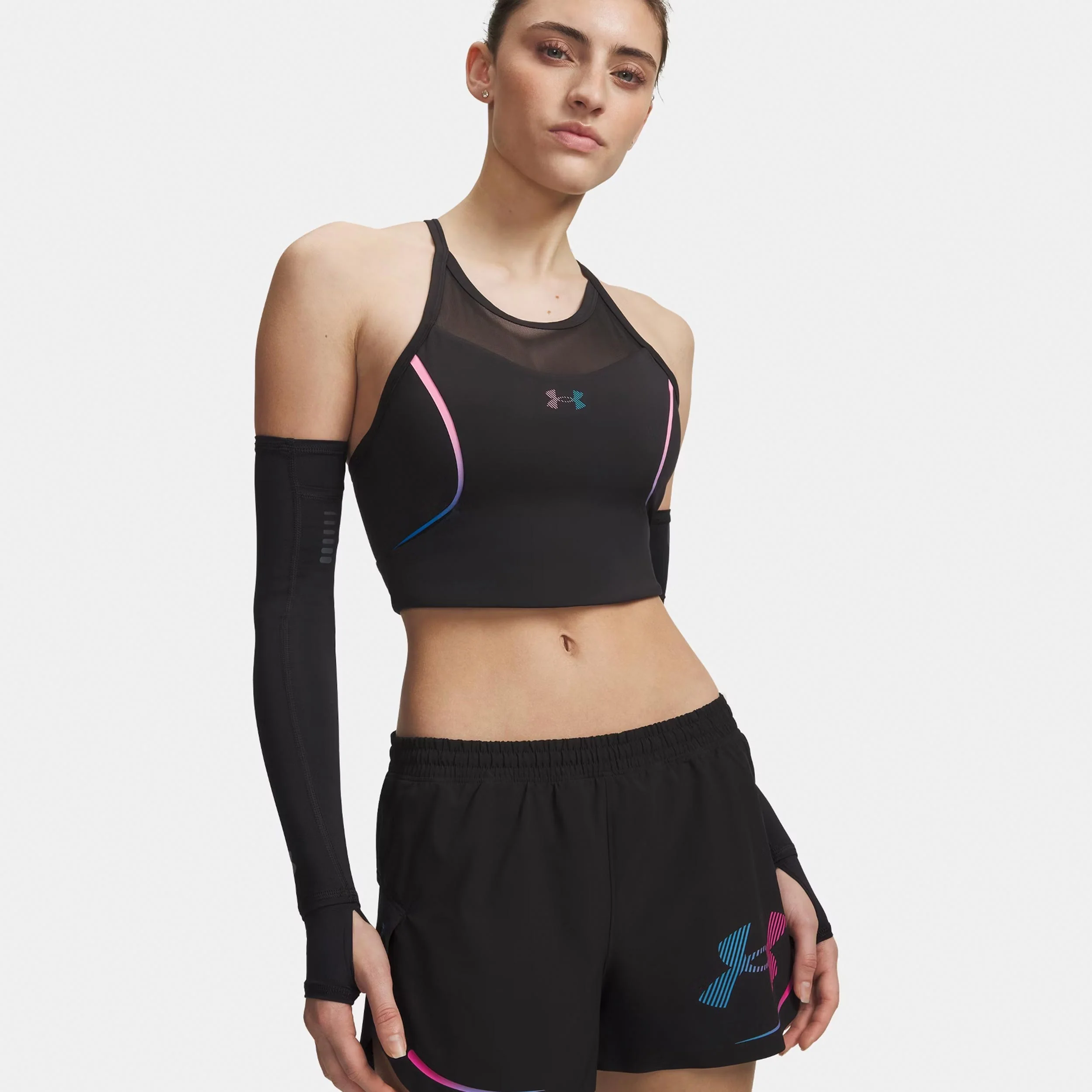 Velociti Elite Crop Löpartröja Damer-svart, pink