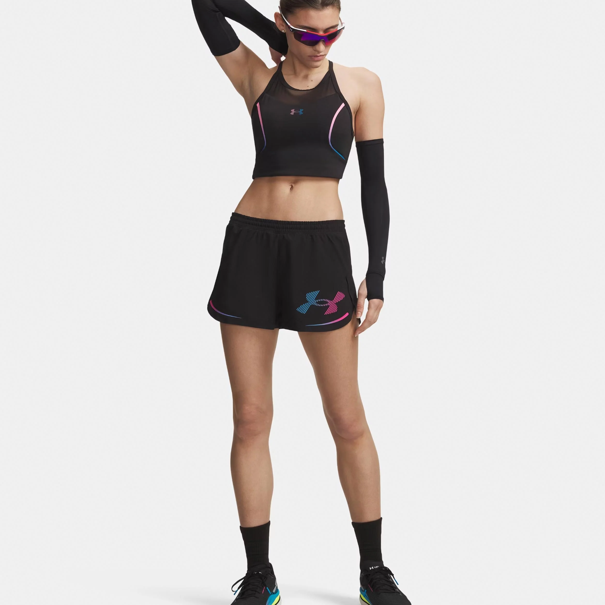 Velociti Elite Crop Löpartröja Damer-svart, pink - Image 3