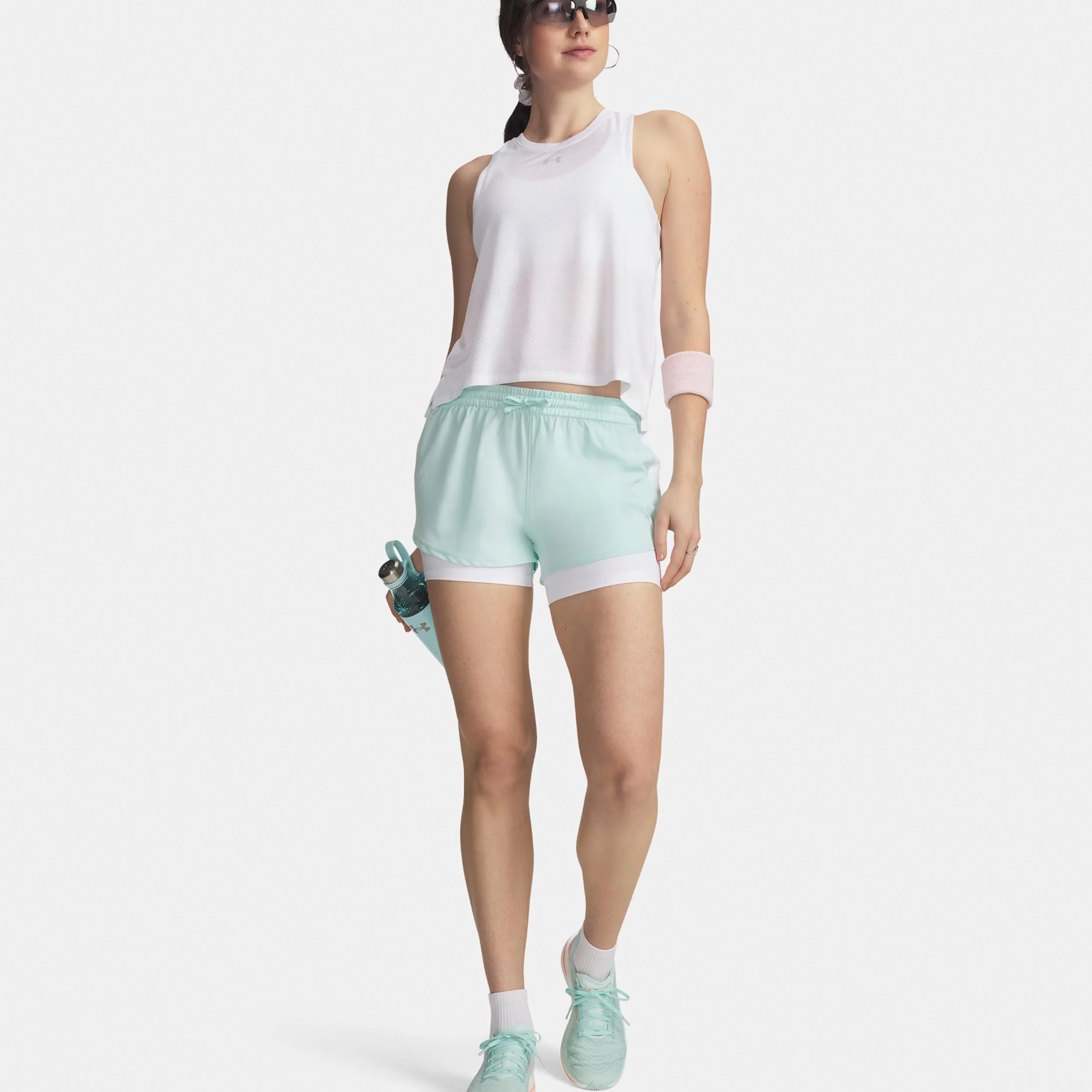 Velociti Pro 4in 2n1 Löparshorts Damer-mint, silver - Image 3