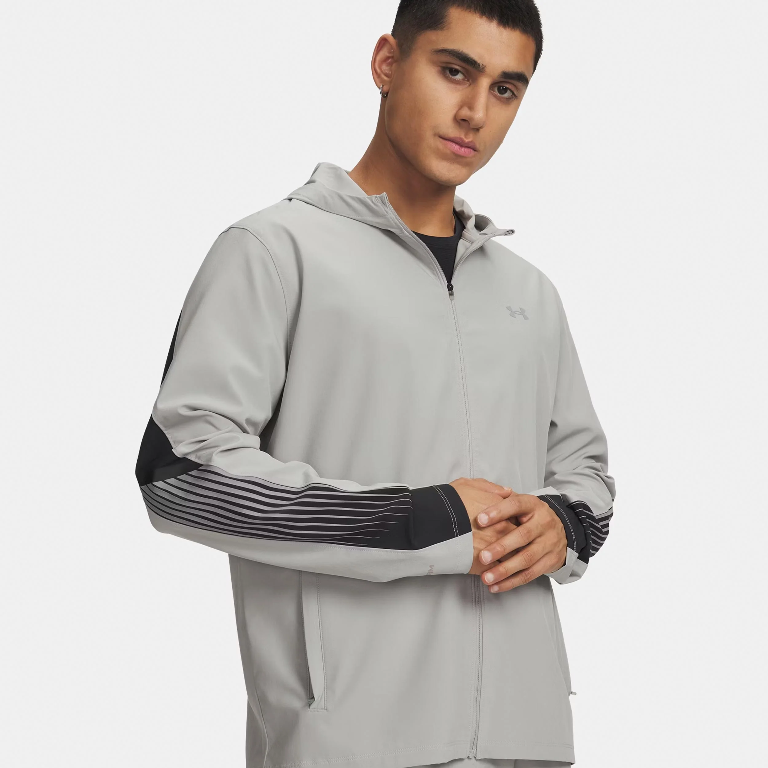 Velociti Storm Hooded  Löparjacka Herrar-grå, svart