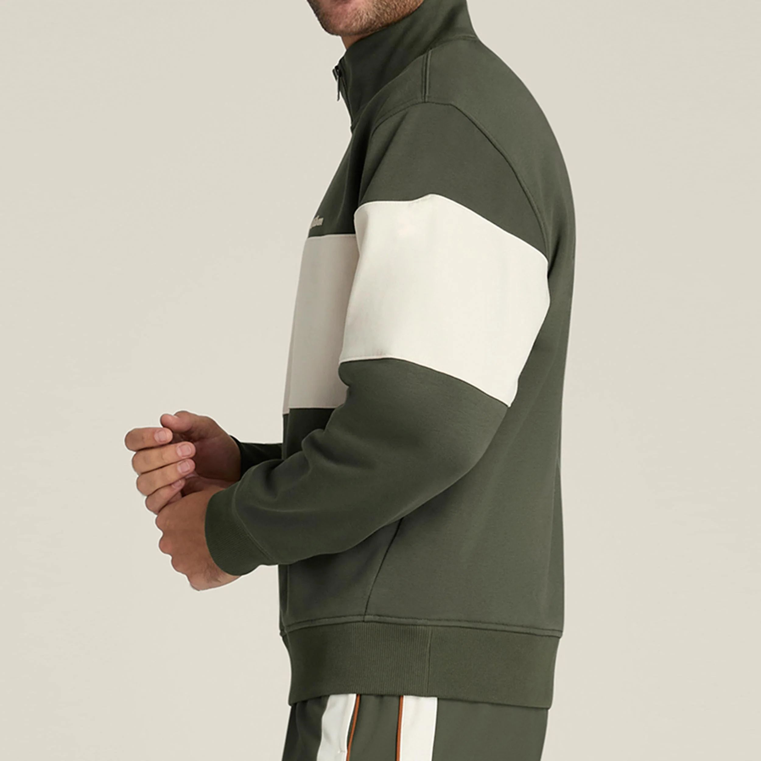 Playstate French Terry 1/2 Zip Tröja Herrar-mörkgrön, sand - Image 3