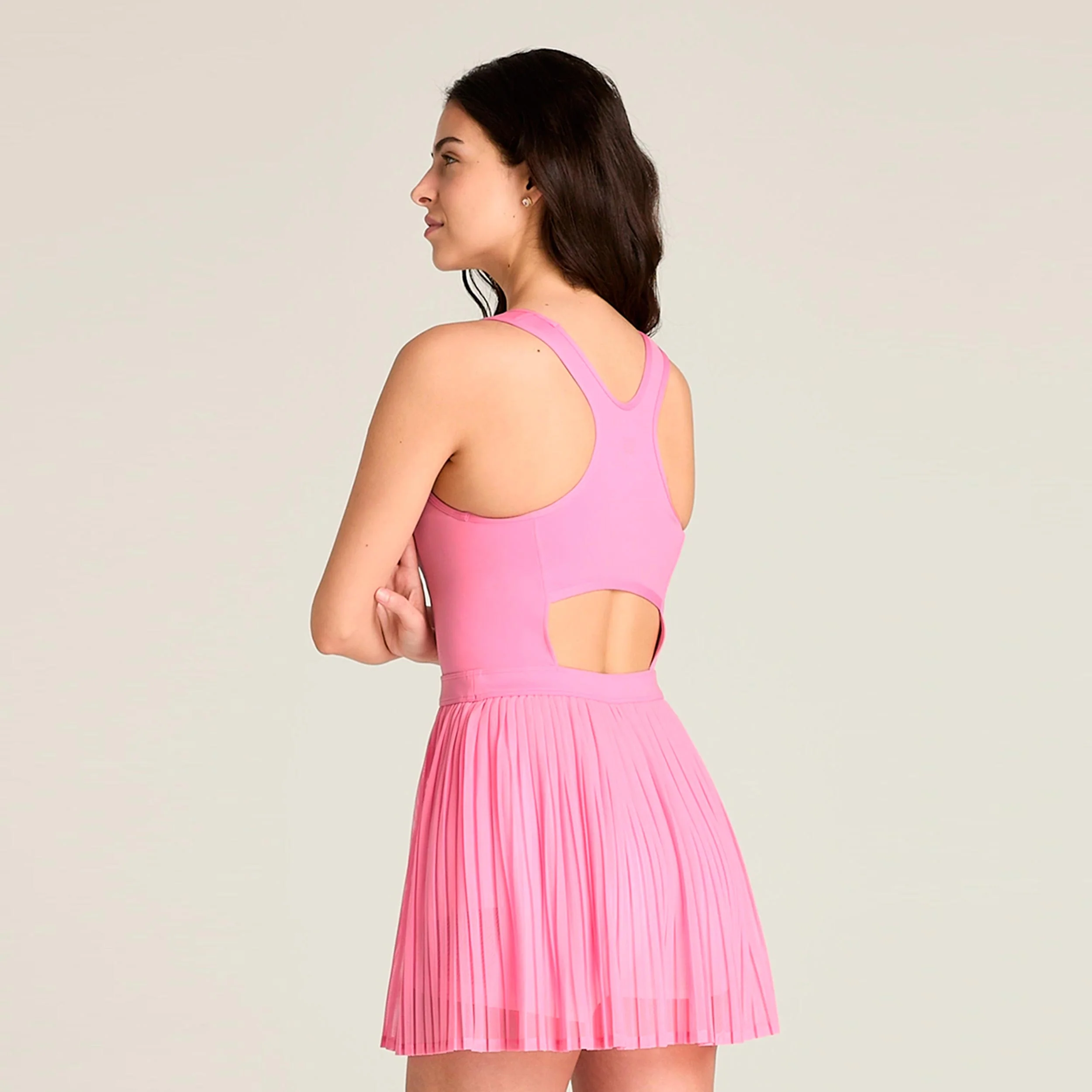Pleated Mesh Klänning Damer-rosa - Image 2
