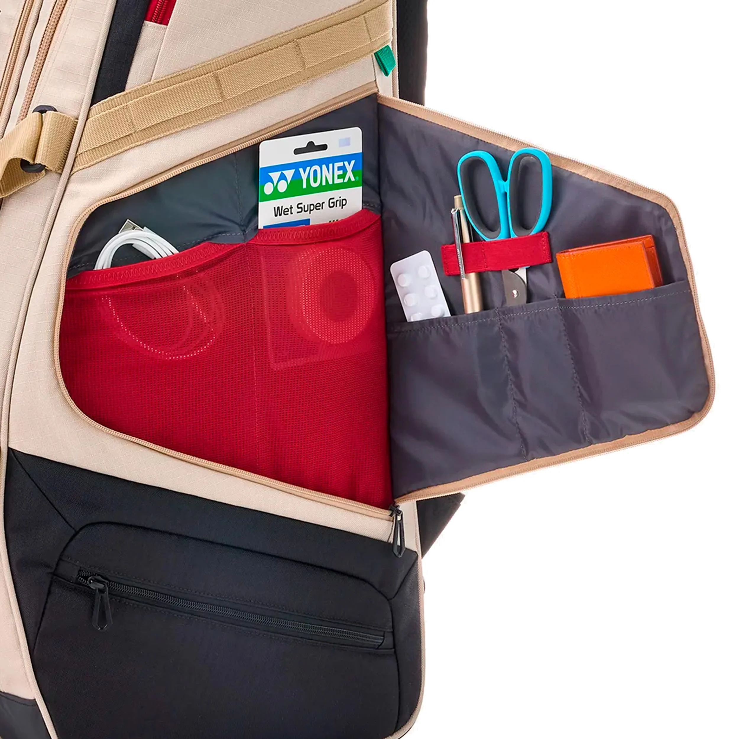 Gearlogic Raquet Bag Racketväska -beige, svart - Image 9